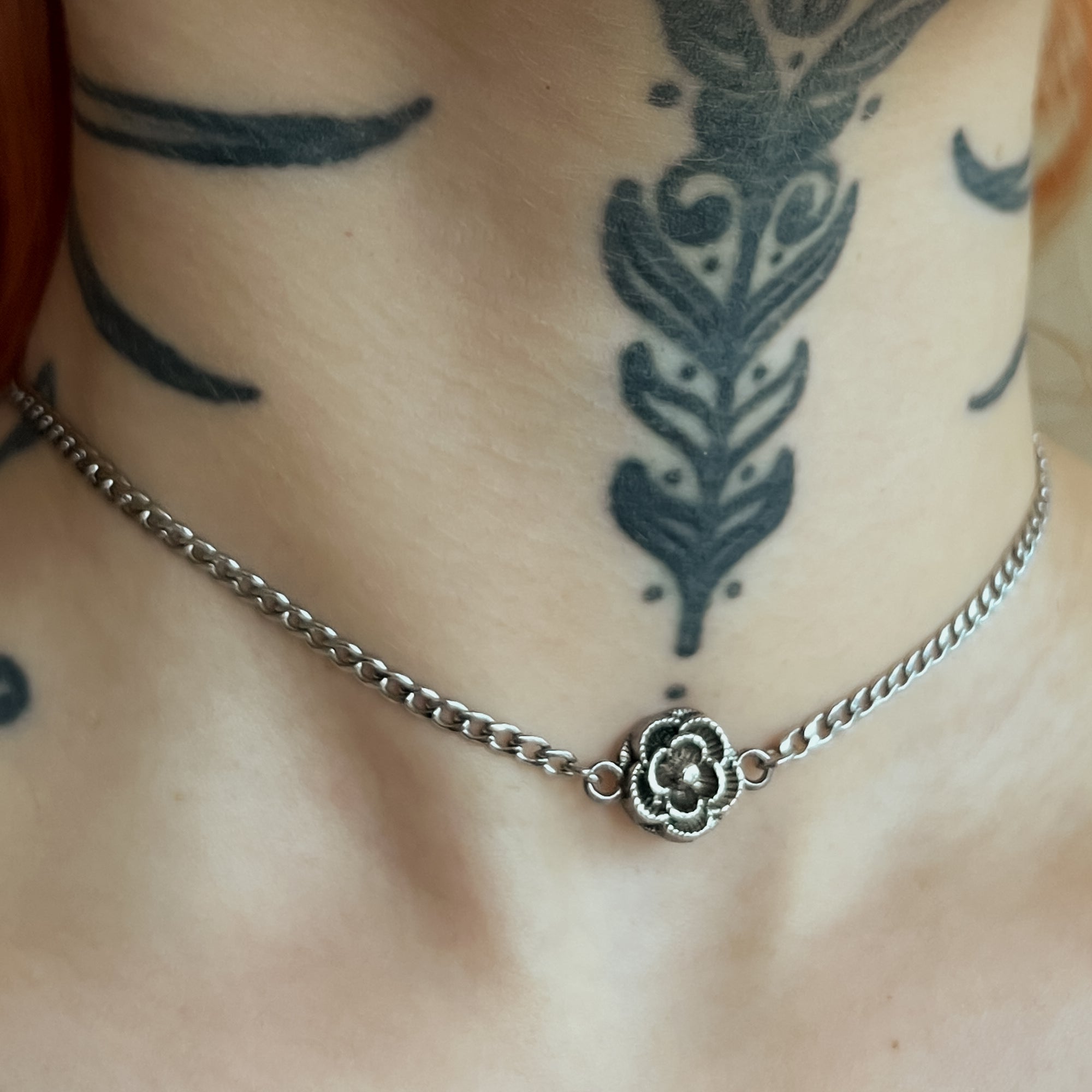 A gothic style rose choker