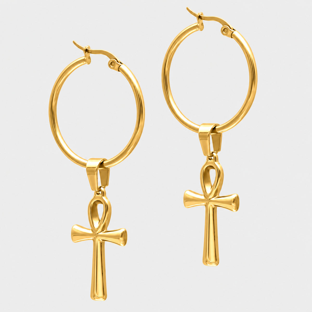 Ankh Hoop Earrings (Gold)