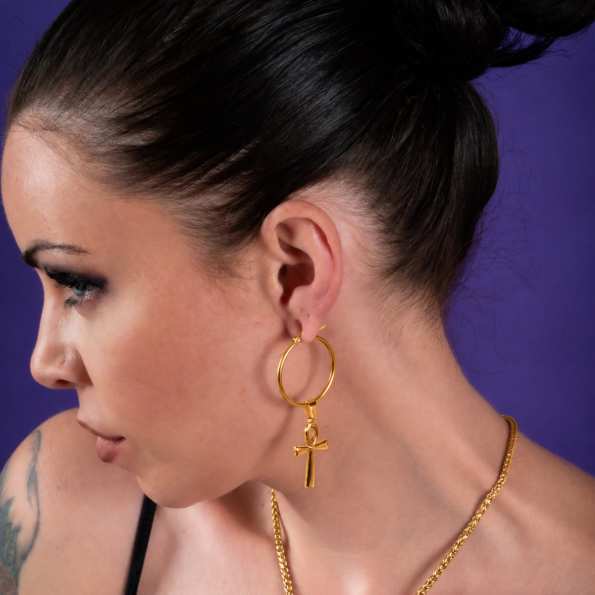 Ankh Hoop Earrings (Gold)