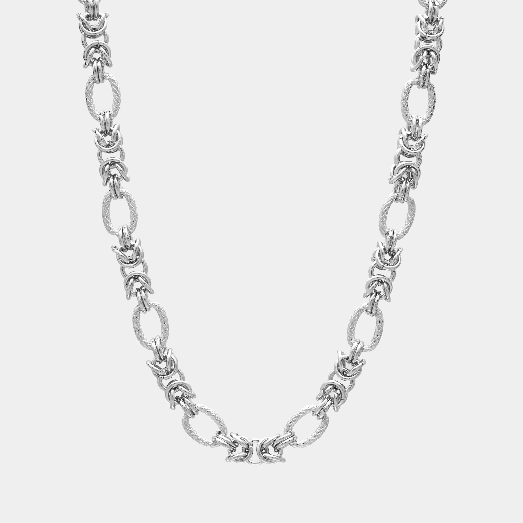 Non tarnish byzantine chain necklace in silver 10mm wide links