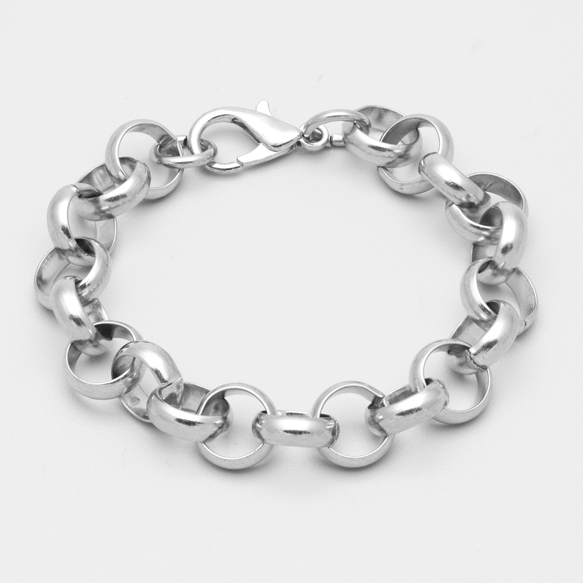 chunky belcher chain bracelet in silver 12mm wide