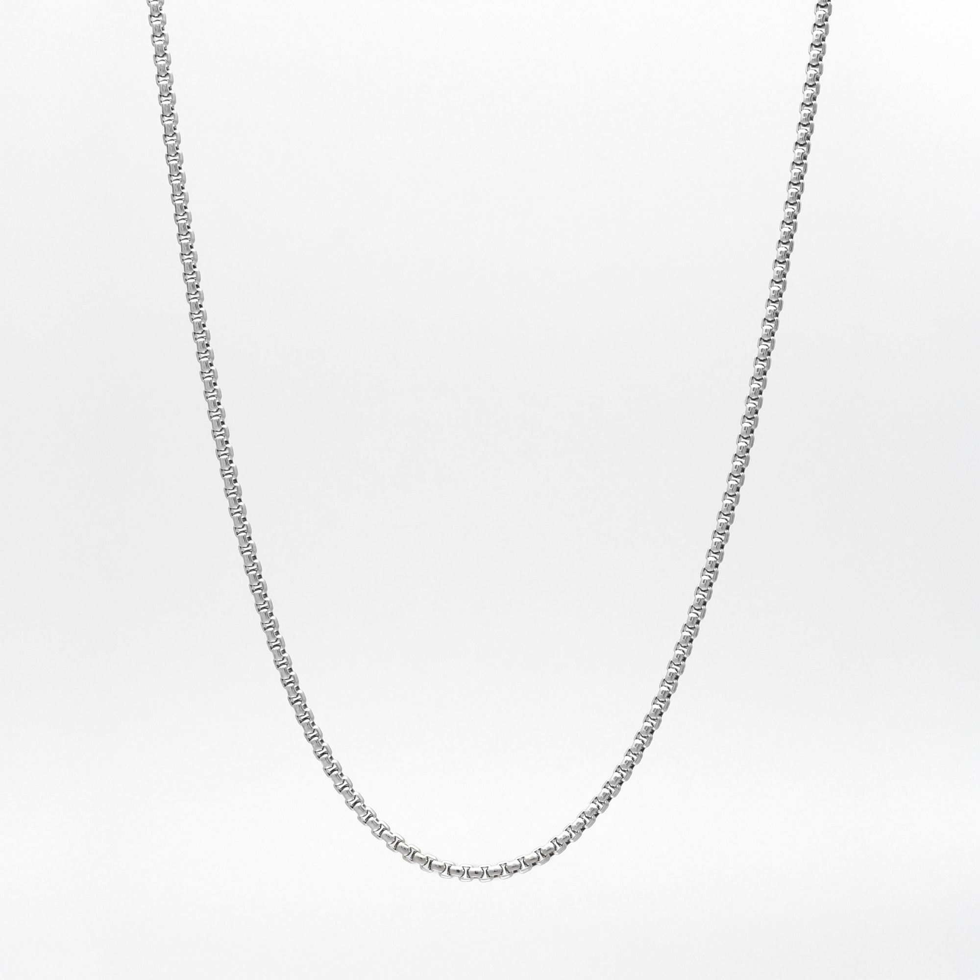dainty silver box chain necklace 2mm wide non tarnish jewellery