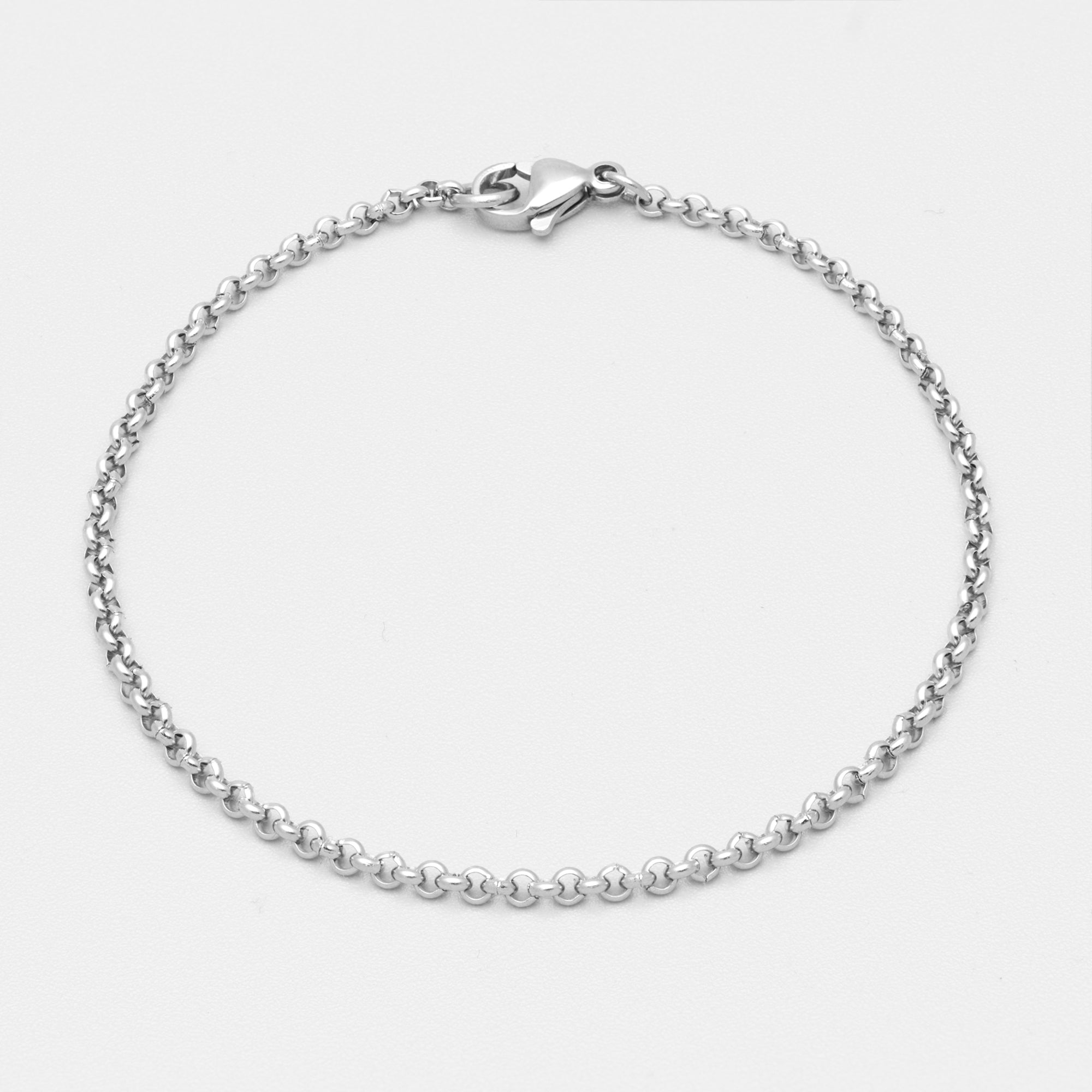 Non tarnish silver dainty belcher bracelet 2mm wide