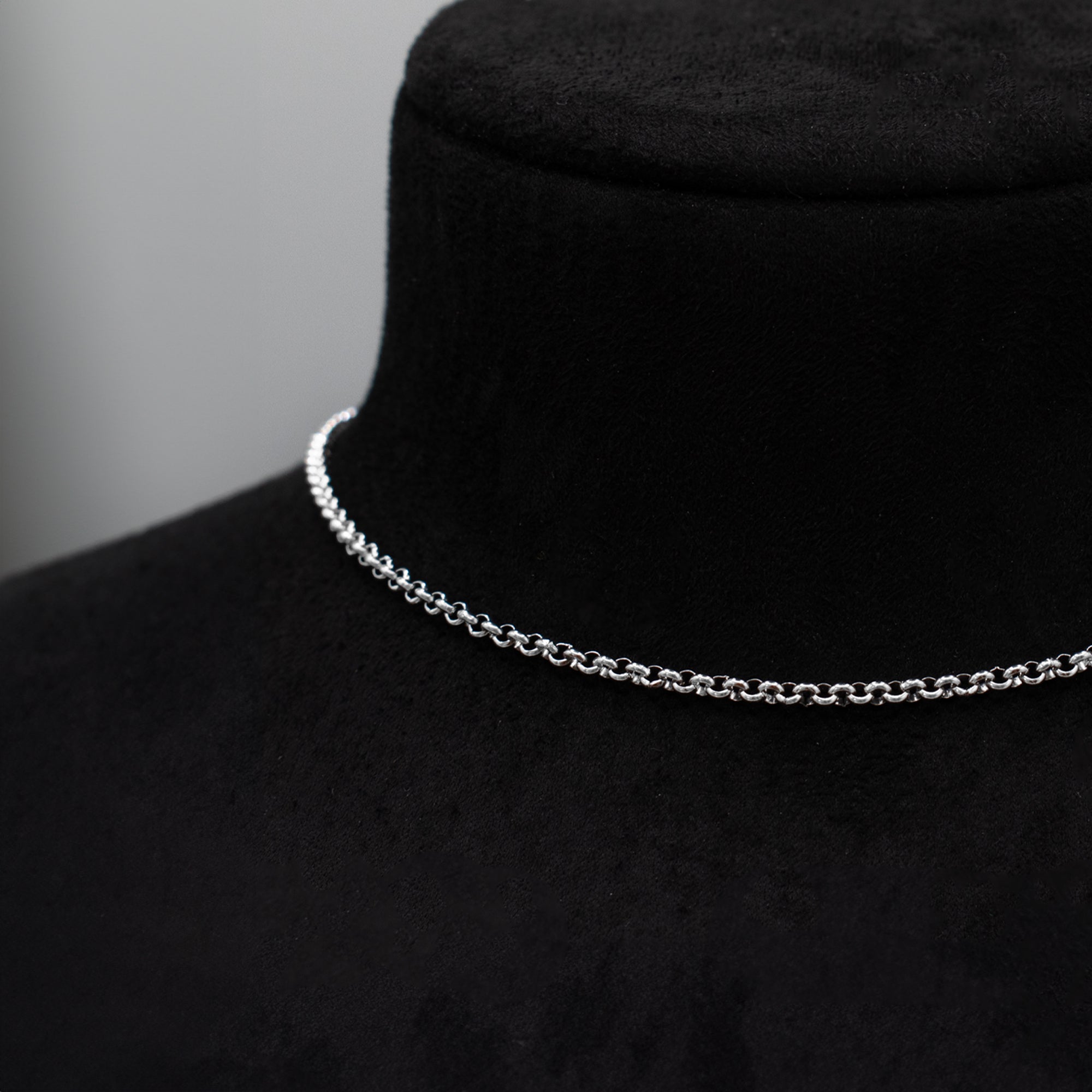 belcher chain choker necklace in silver 2mm