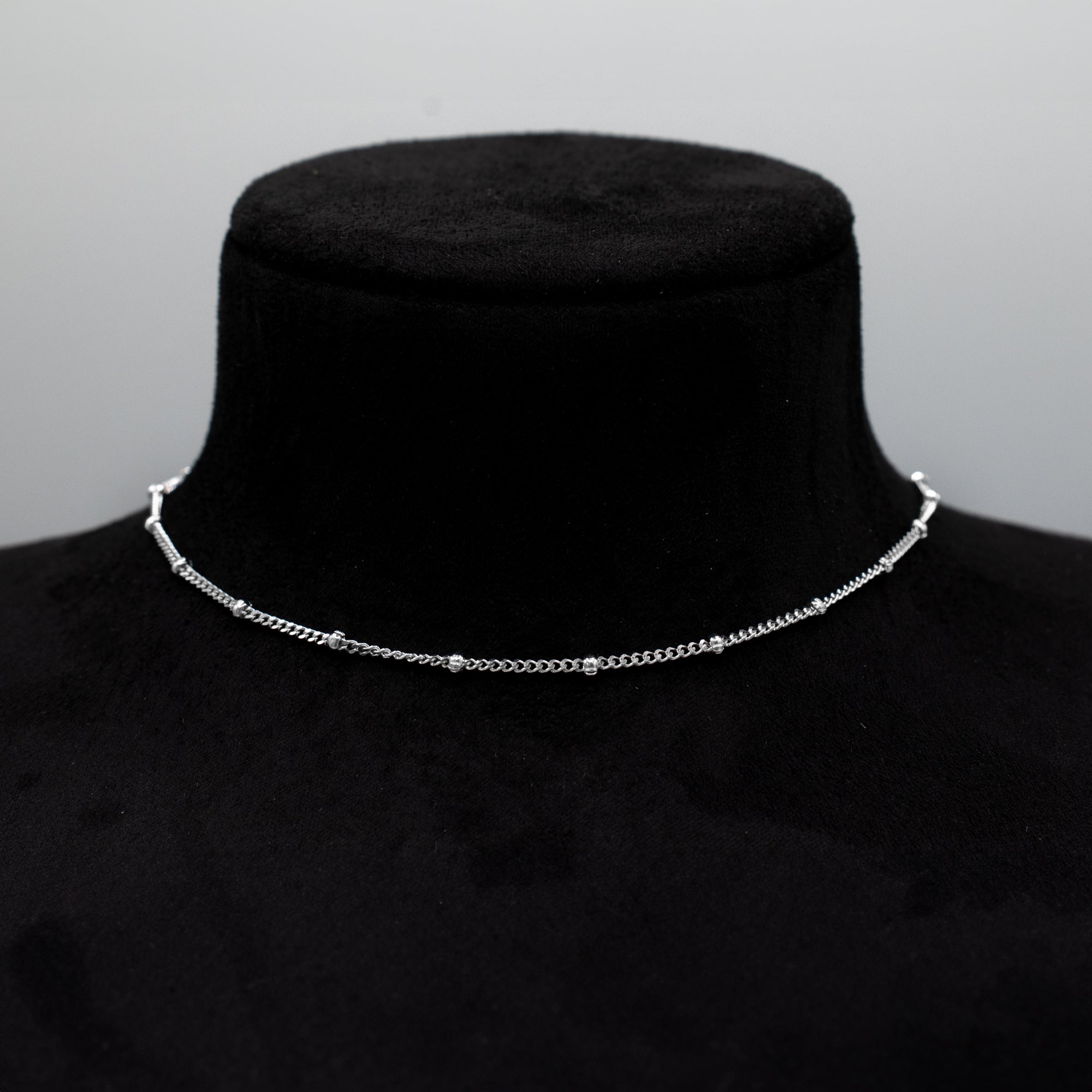 Cuban Link Satellite Chain Choker Necklace - (Silver) 2mm
