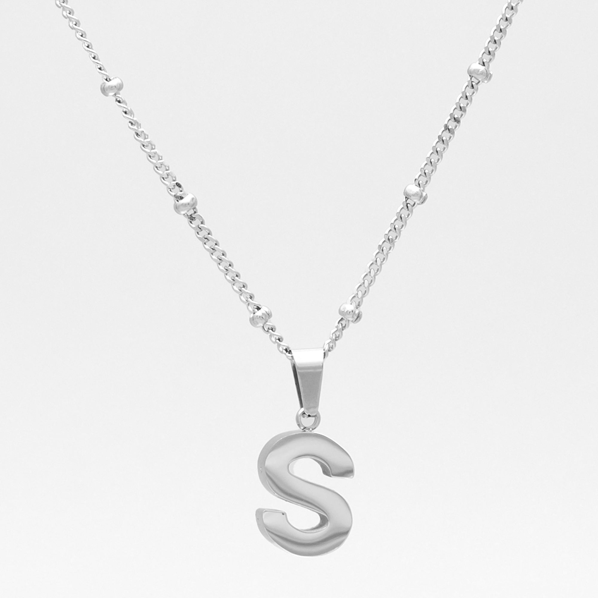 Silver Bold initial choker necklace