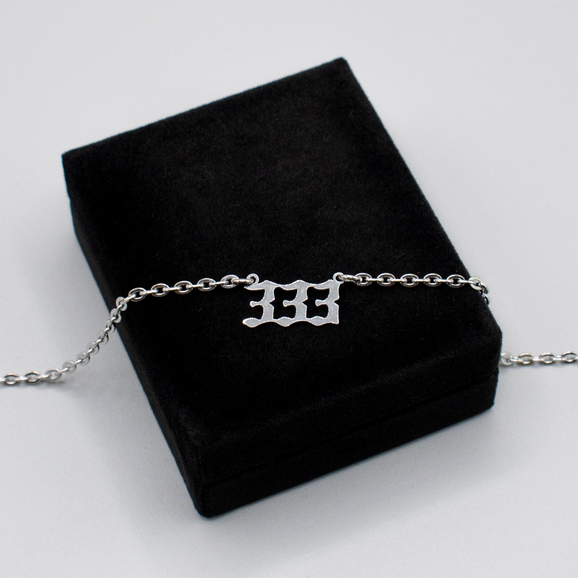 333 Gothic Style Angel Number Choker Necklace (Silver)