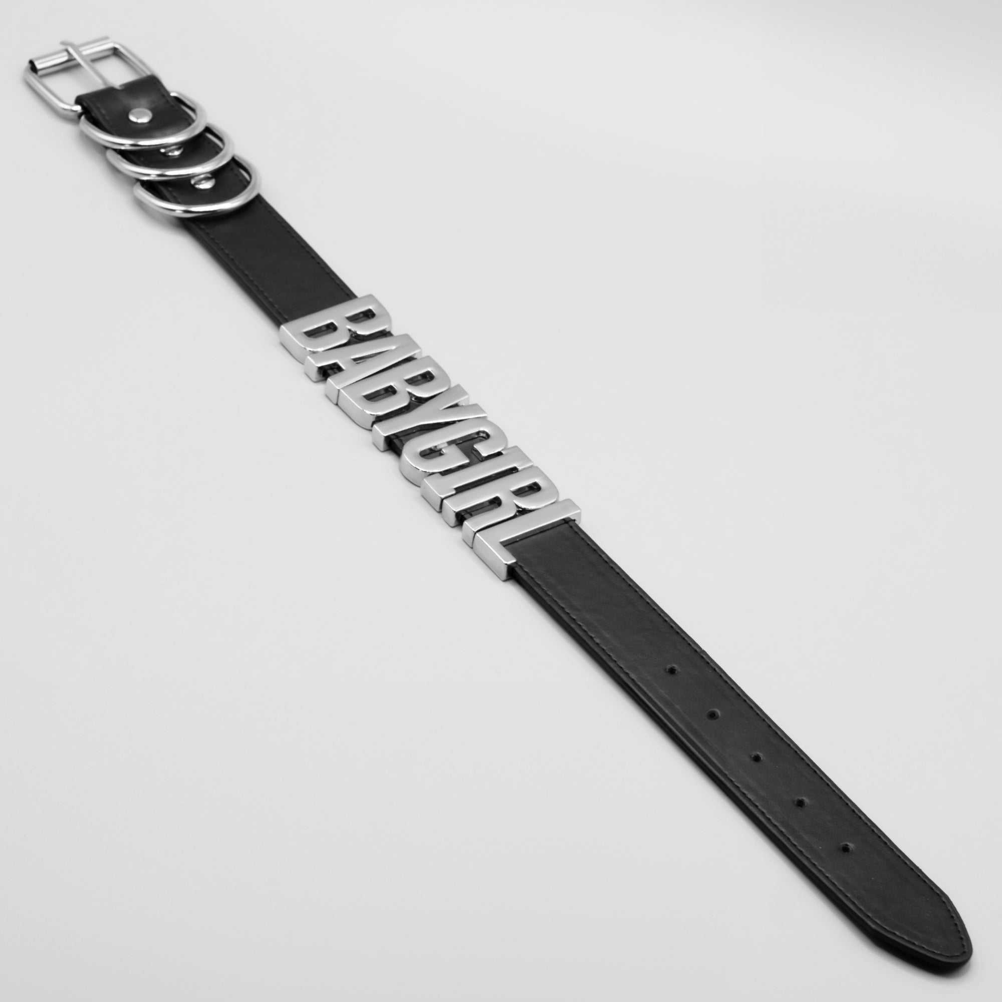 custom babygirl puddin collar in black and silver