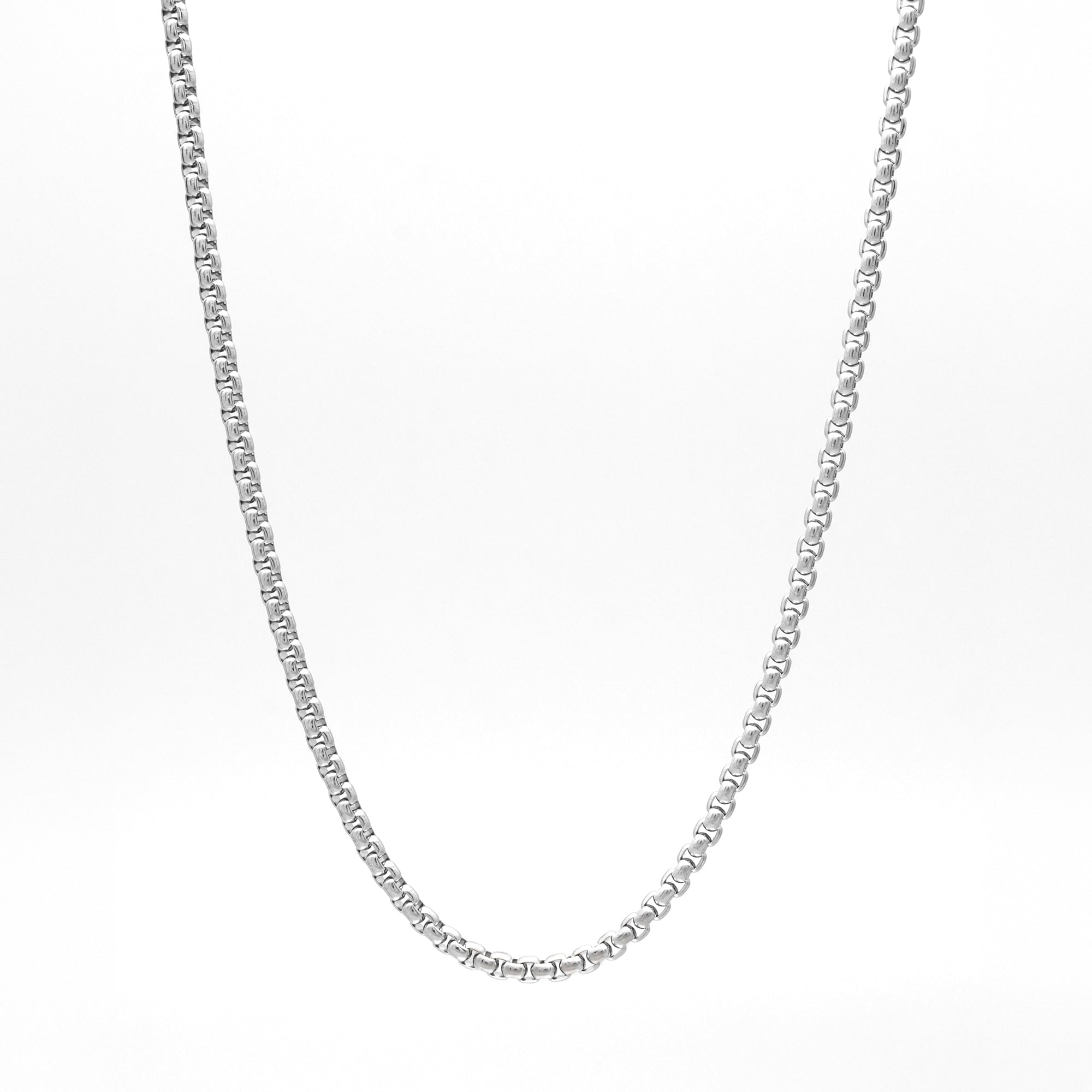 Box chain necklace in silver 4mm wide non tarnish jewellery