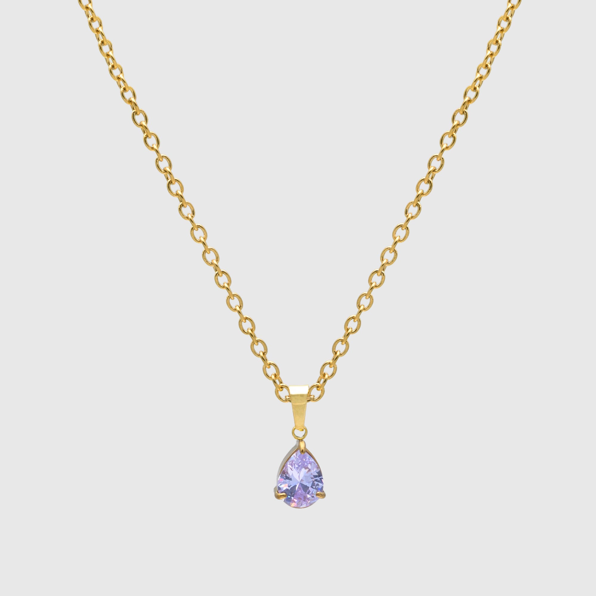 Pear cut Moonstone birthstone necklace in gold
