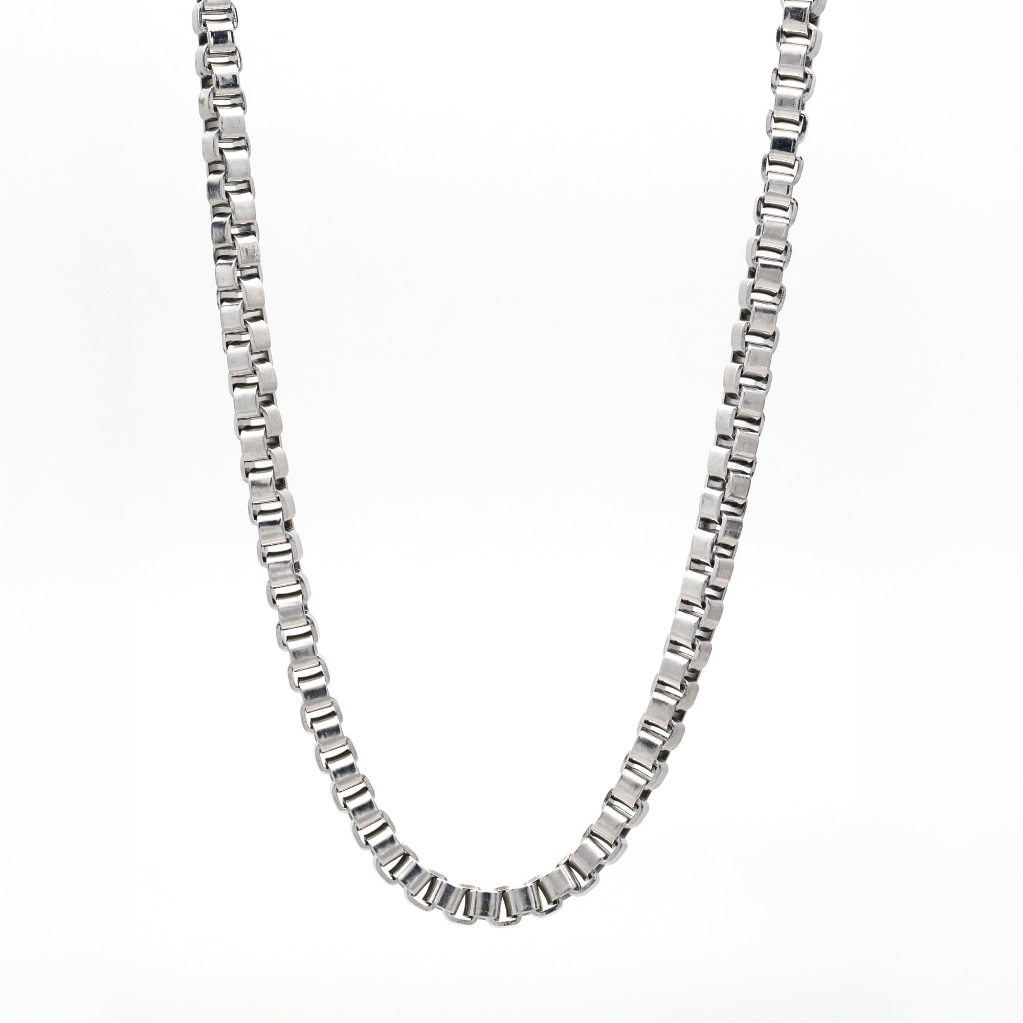 chunky silver square box chain necklace 6mm wide non tarnish jewellery