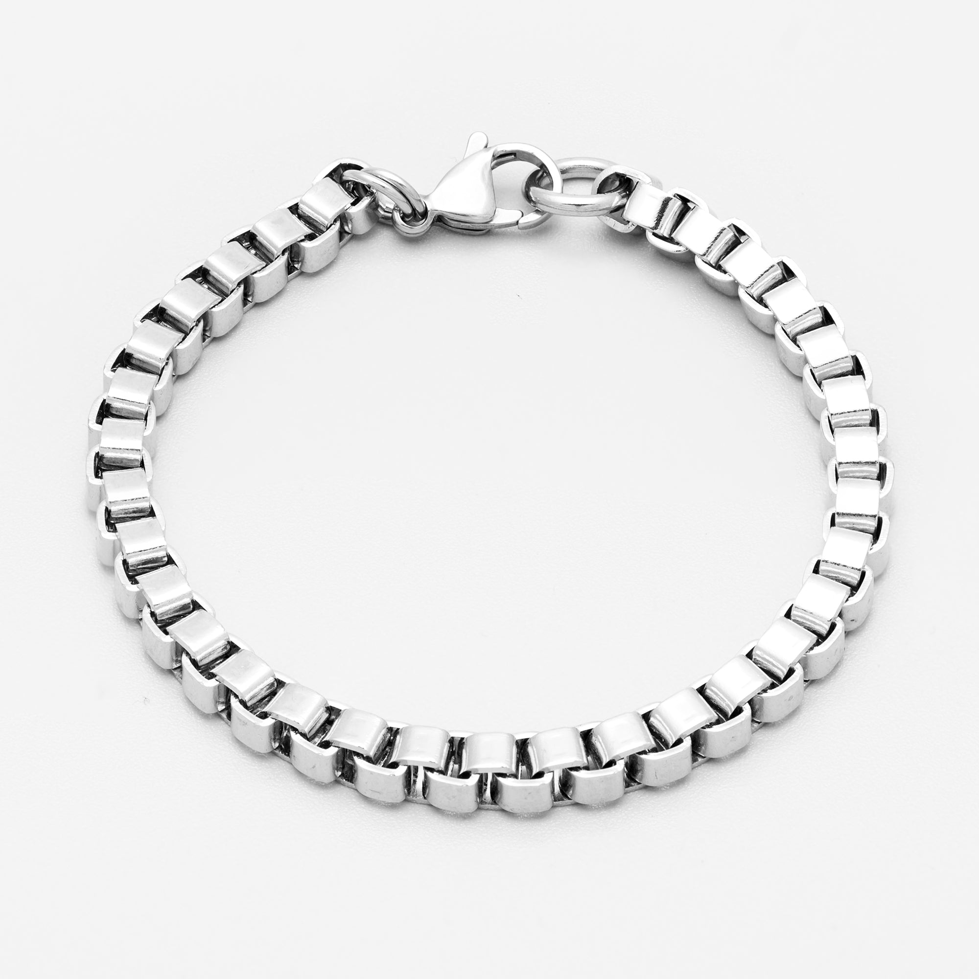 chunky square box chain bracelet in silver