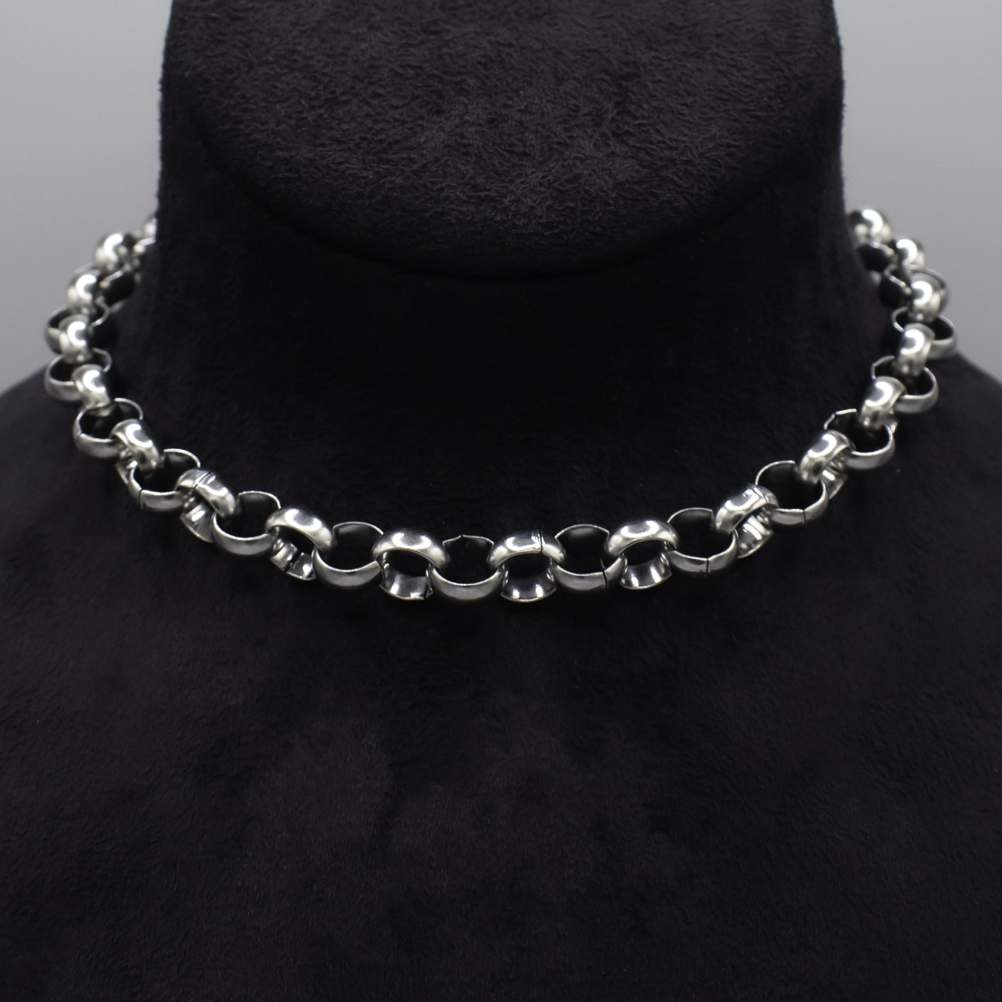 chunky belcher chain choker necklace silver 10mm