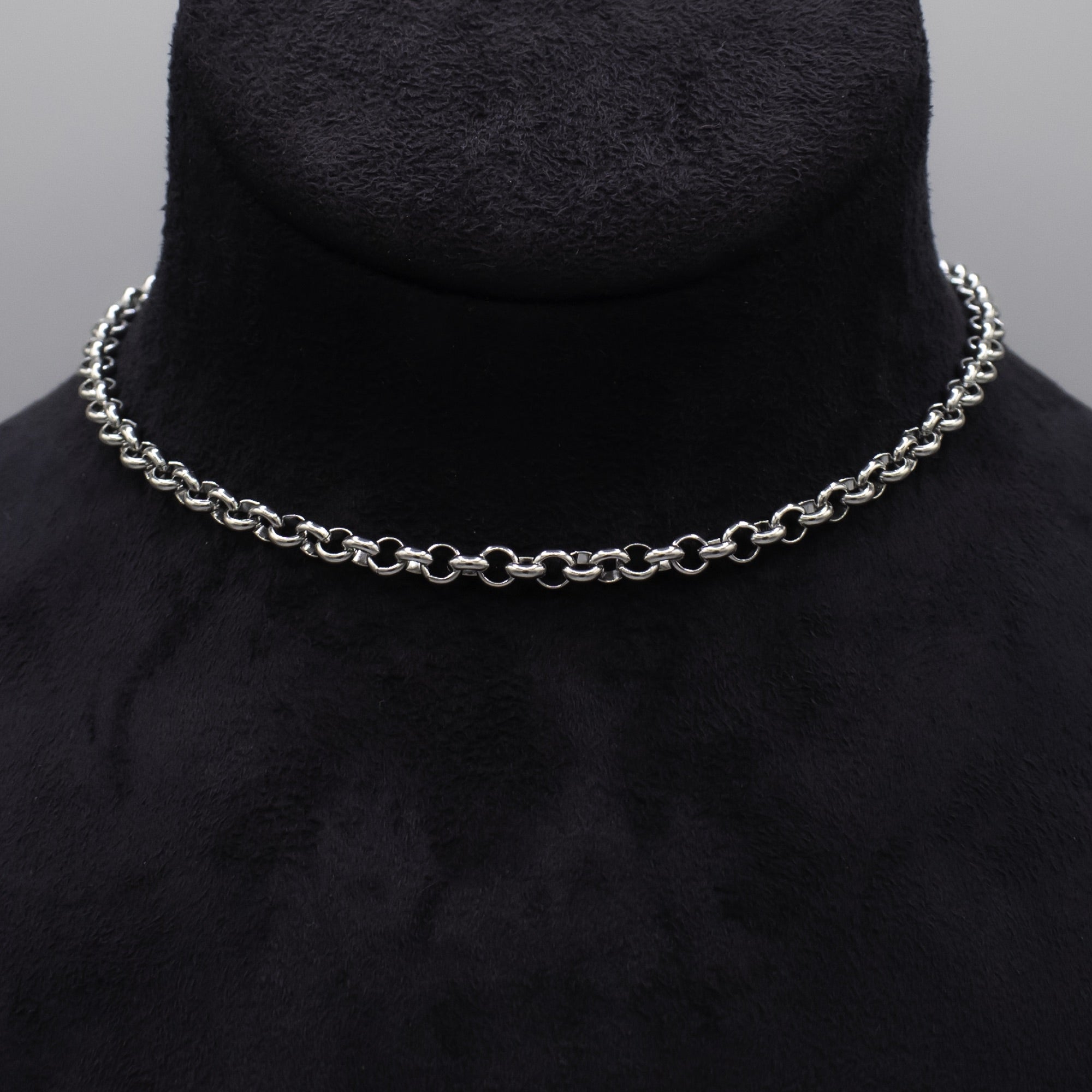 belcher chain choker necklace in silver 4mm