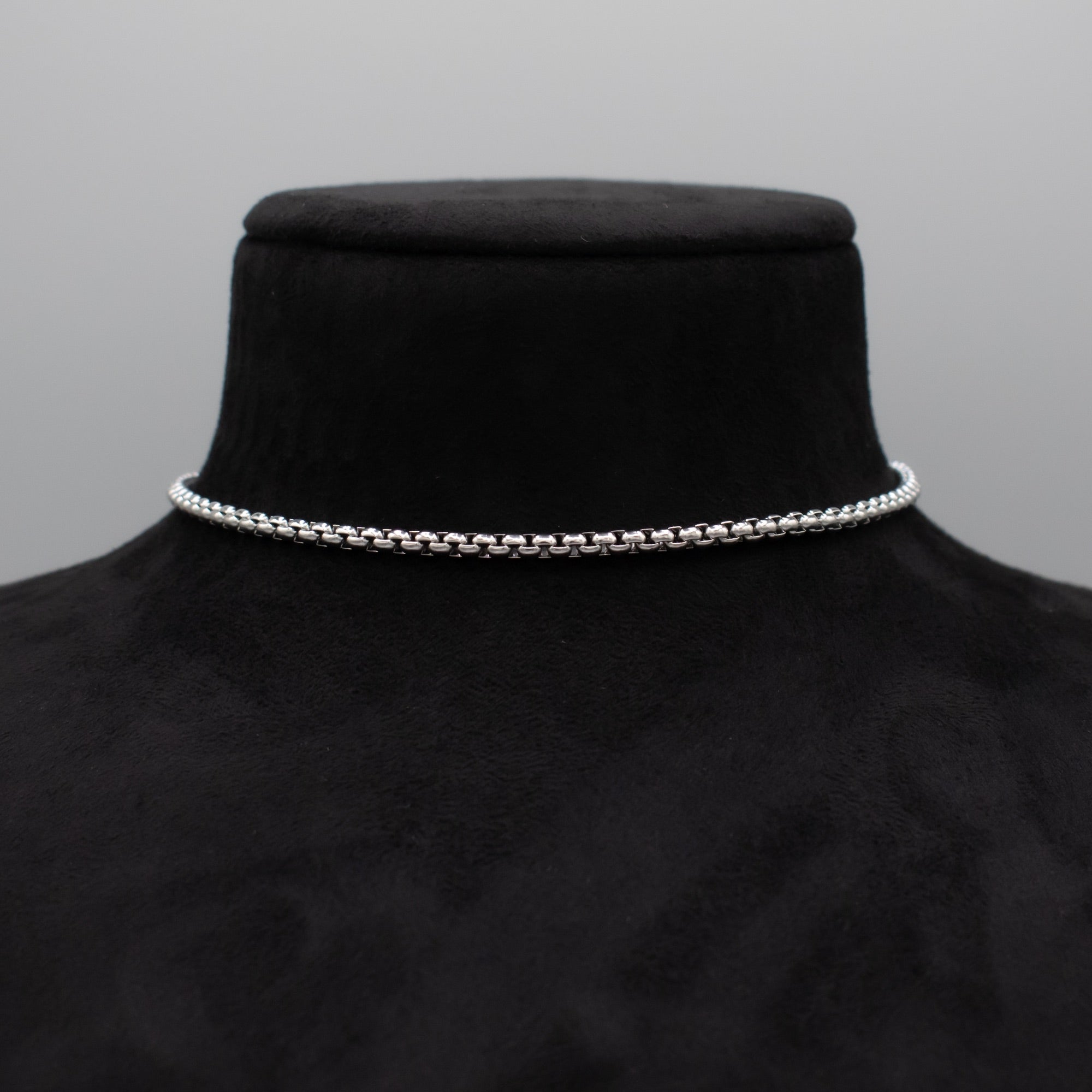 box chain choker necklace in silver 4mm