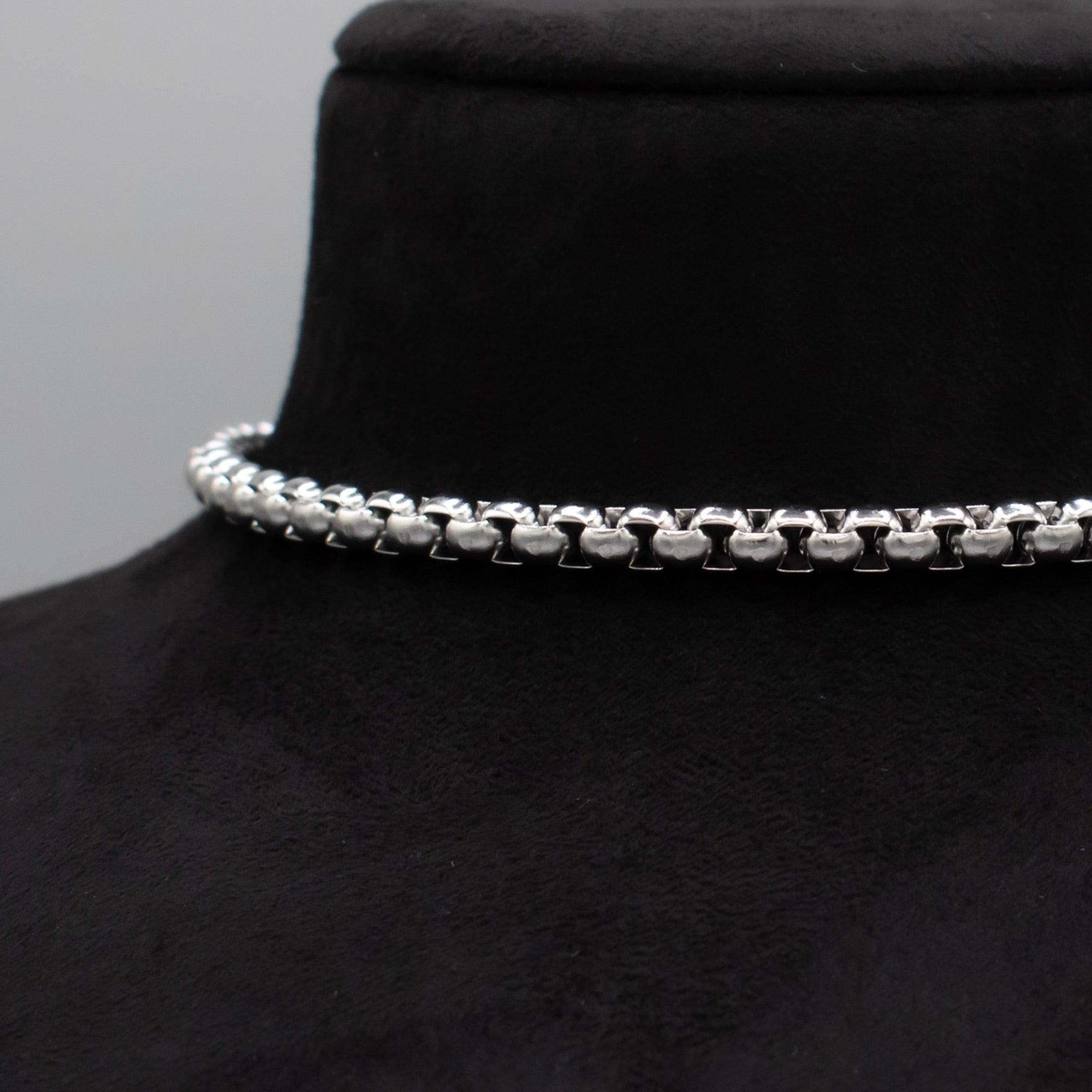 chunky silver box chain choker necklace 6mm