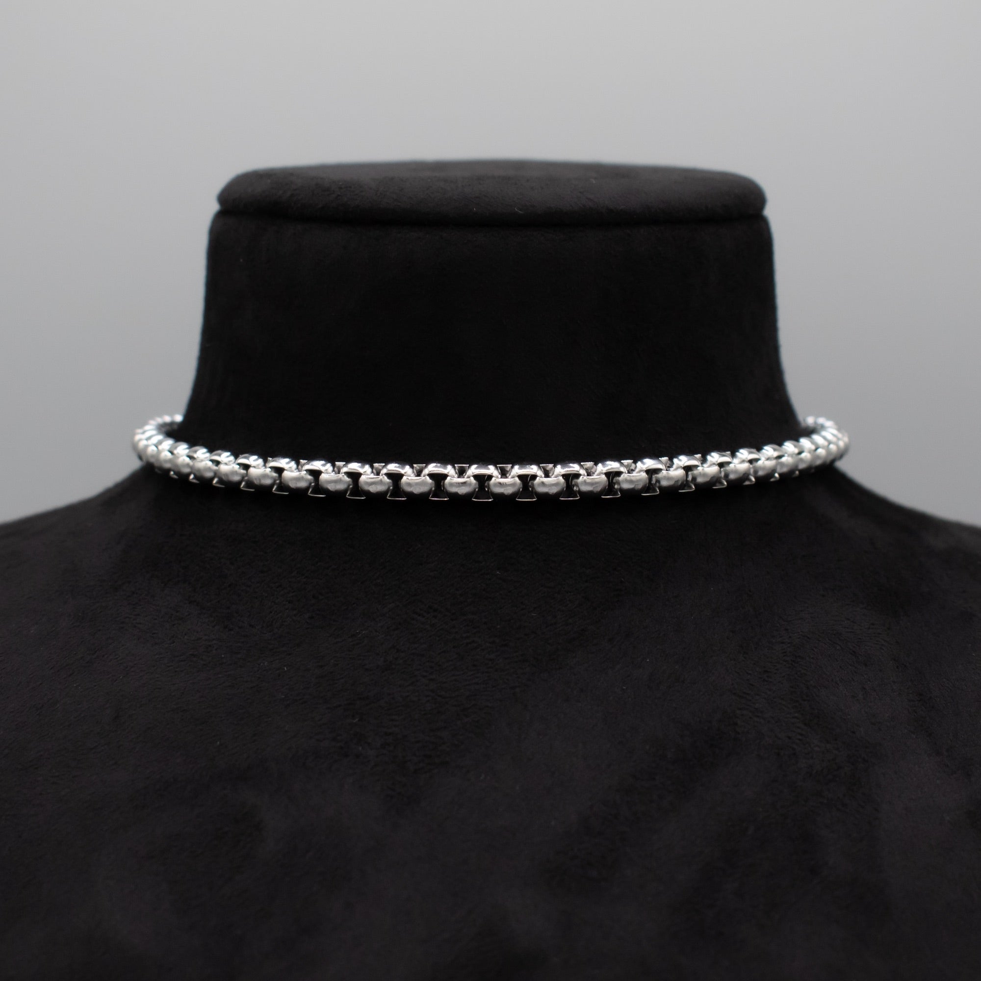 chunky silver box chain choker necklace 6mm