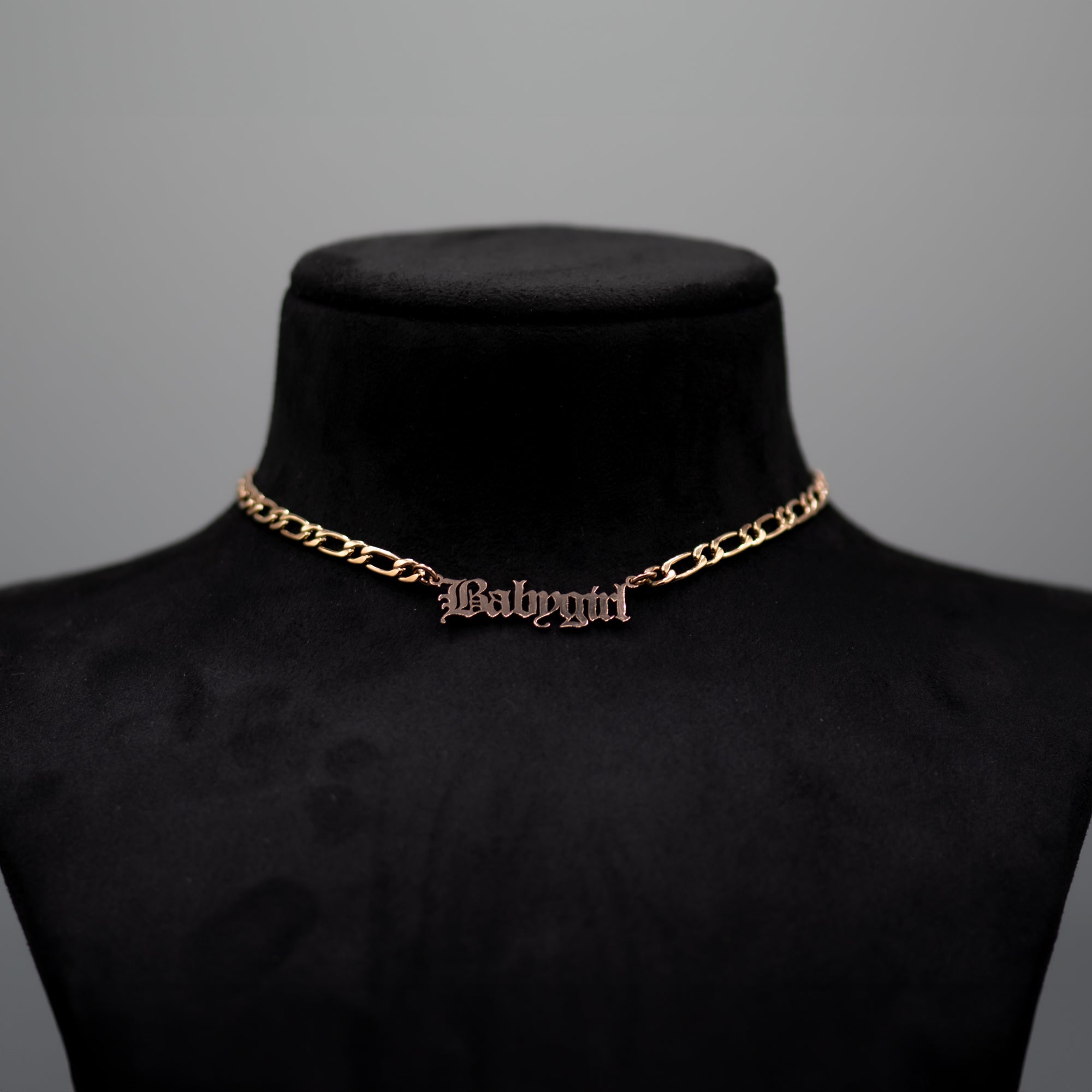 Collier ras du cou BabyGirl de style ancien anglais/gothique (or rose)