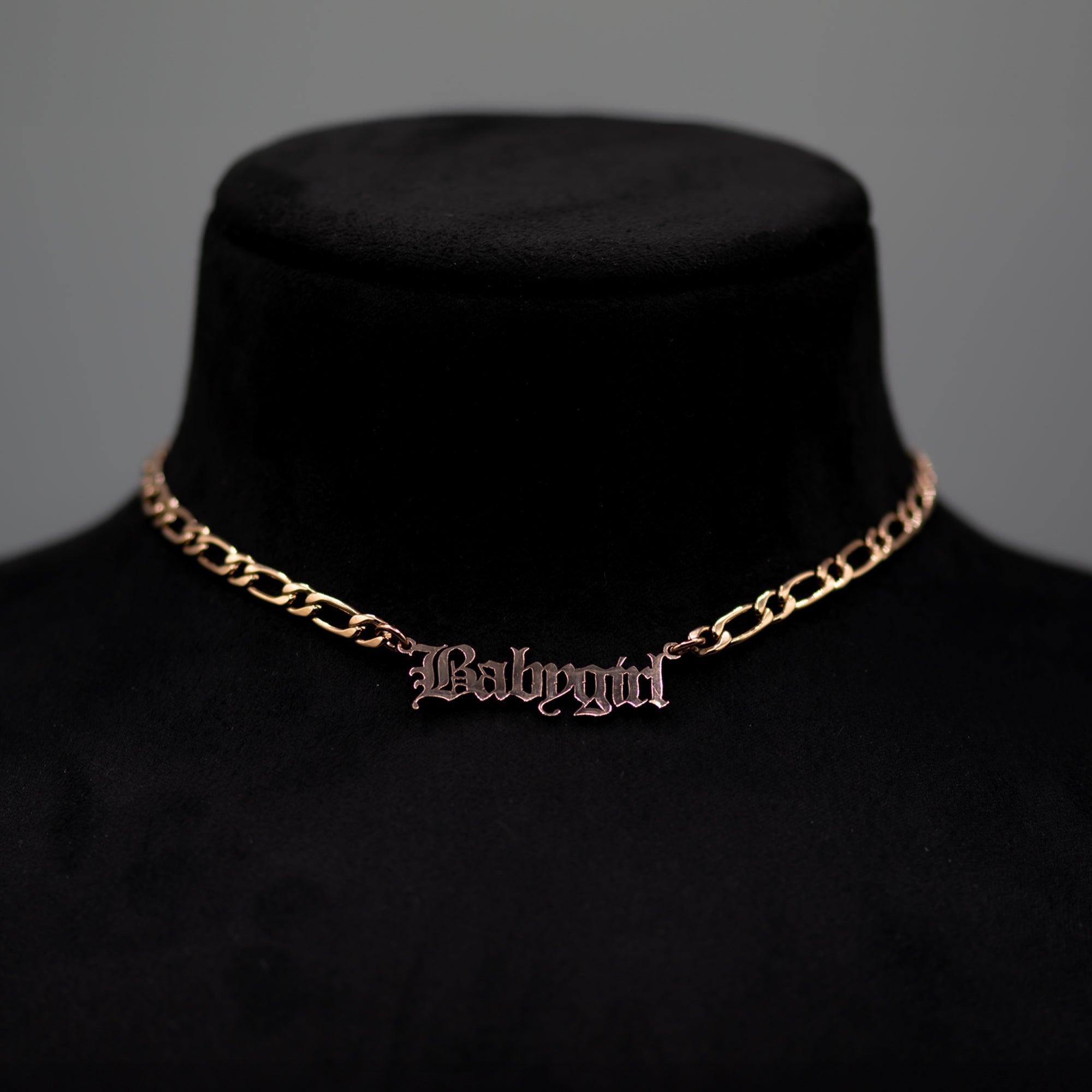 Collier ras du cou BabyGirl de style ancien anglais/gothique (or rose)