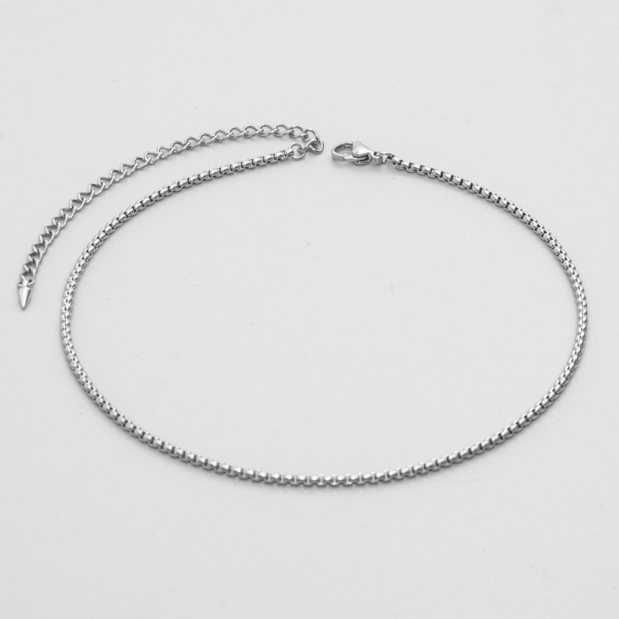 dainty silver box chain choker 2mm