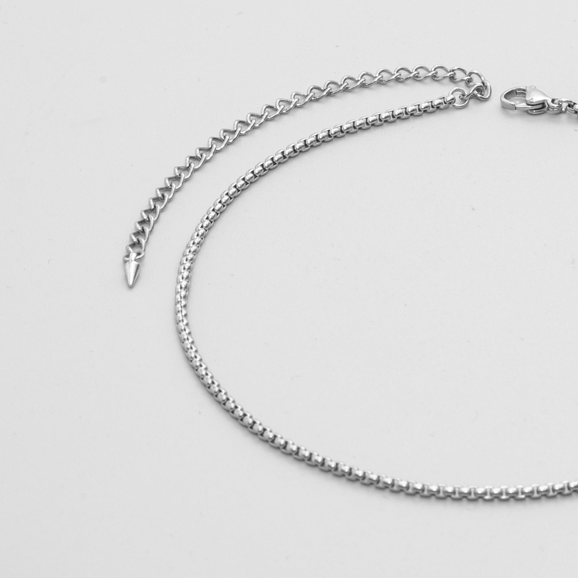 dainty silver box chain choker 2mm