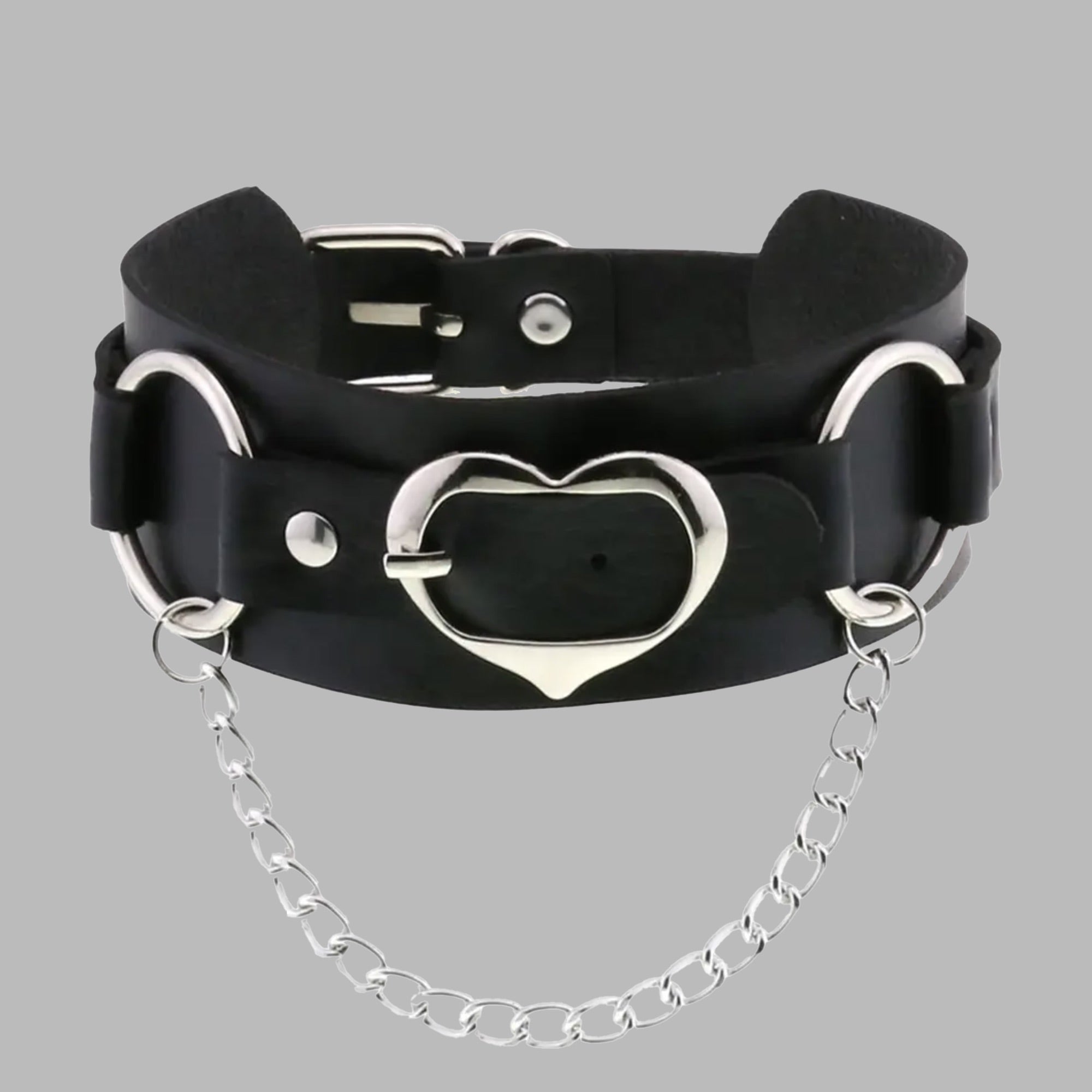 Collier gothique à boucle en forme de cœur - Noir