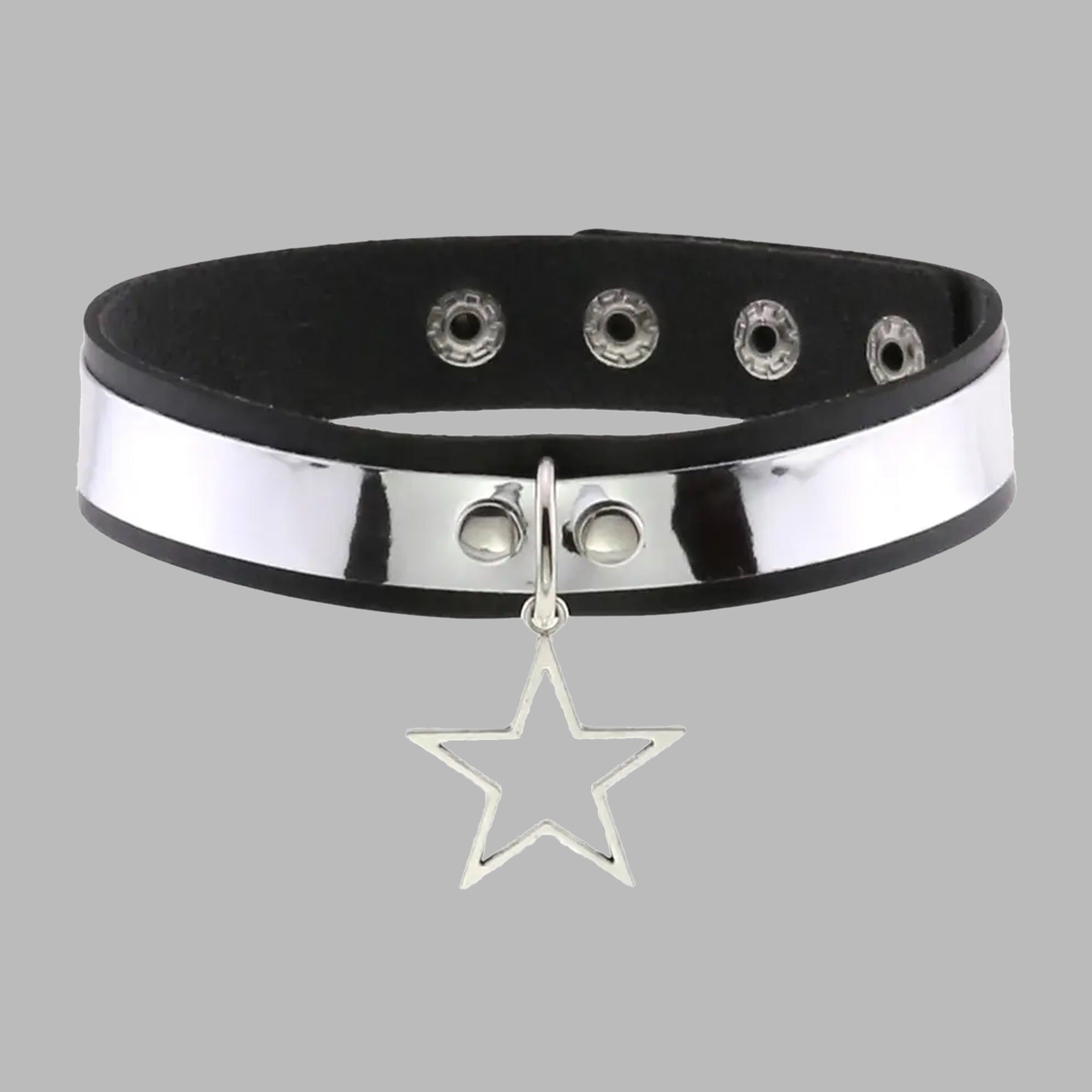 Chrome Star Collar - Black & Chrome