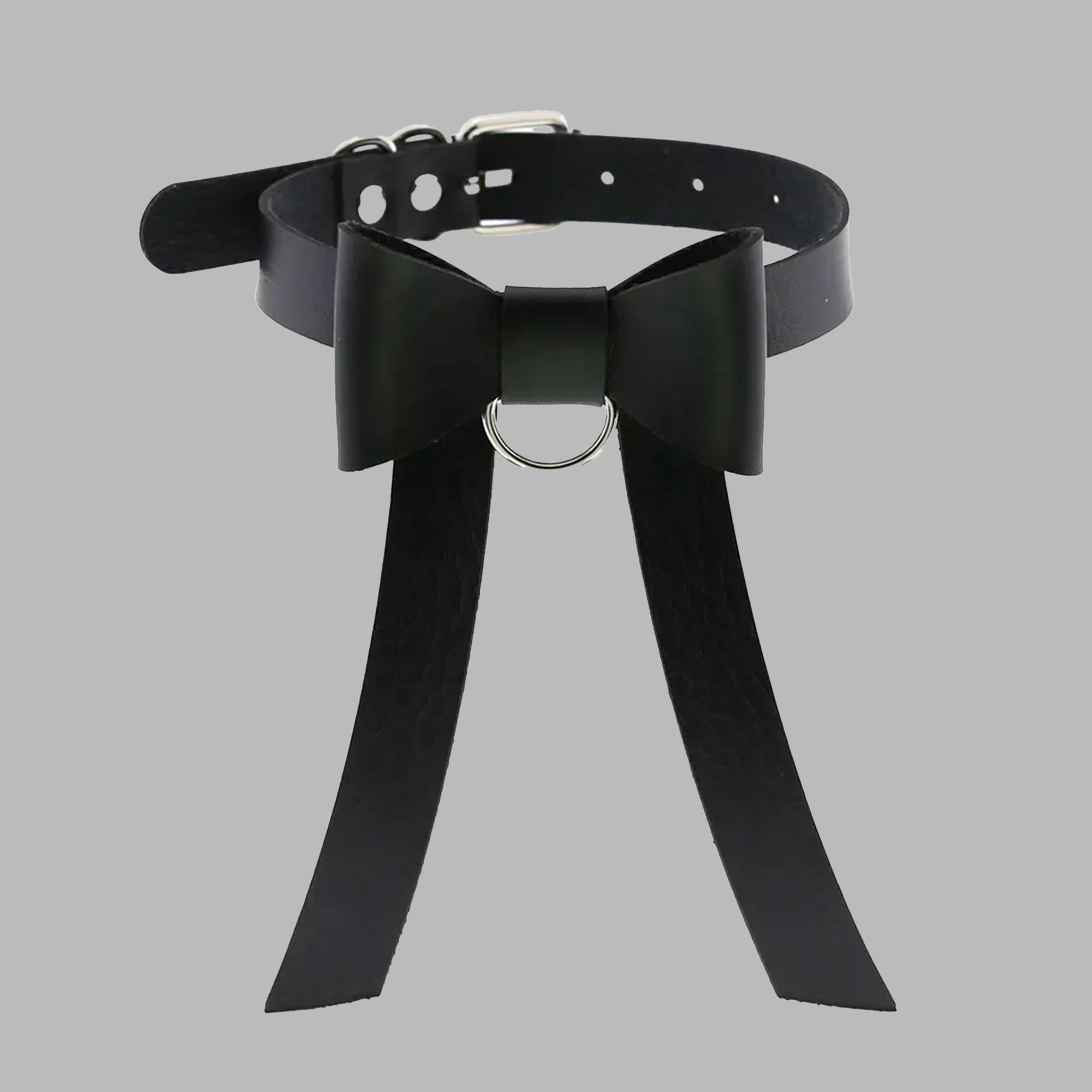 Bow D Ring Collar - Black