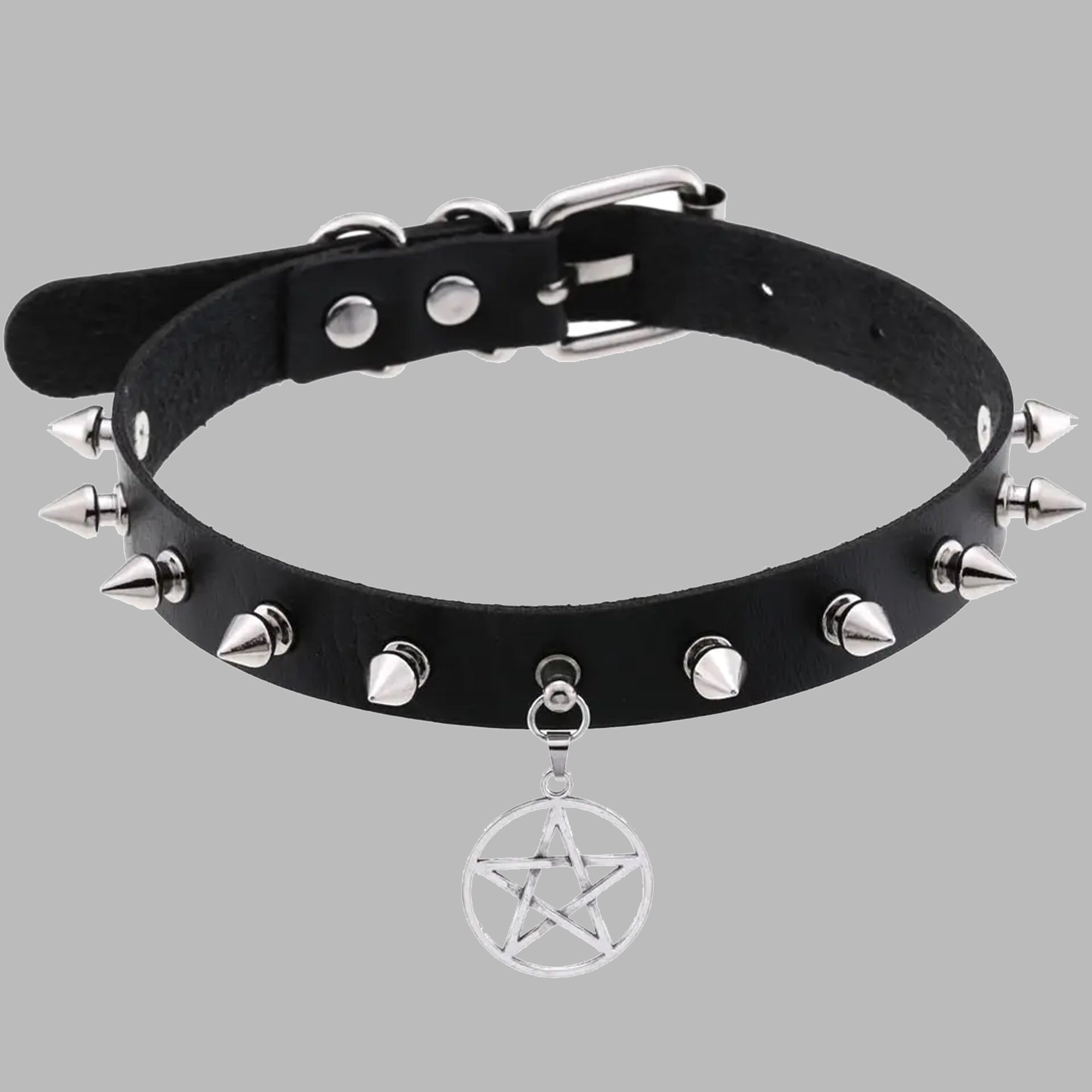 Studded Pentagram Collar - Black