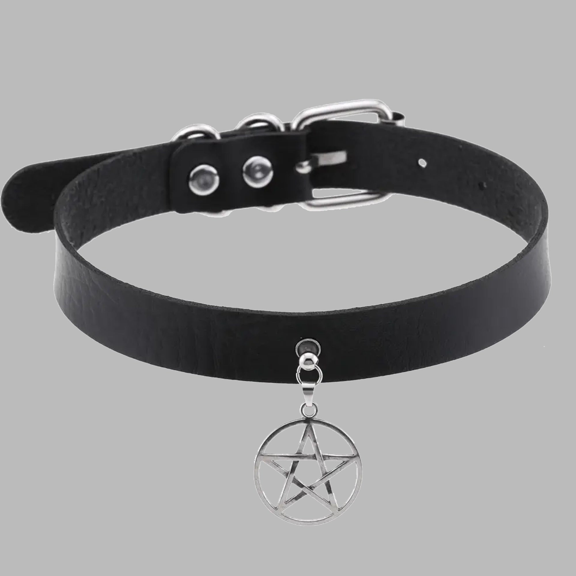 Plain Pentagram Gothic Collar - Black