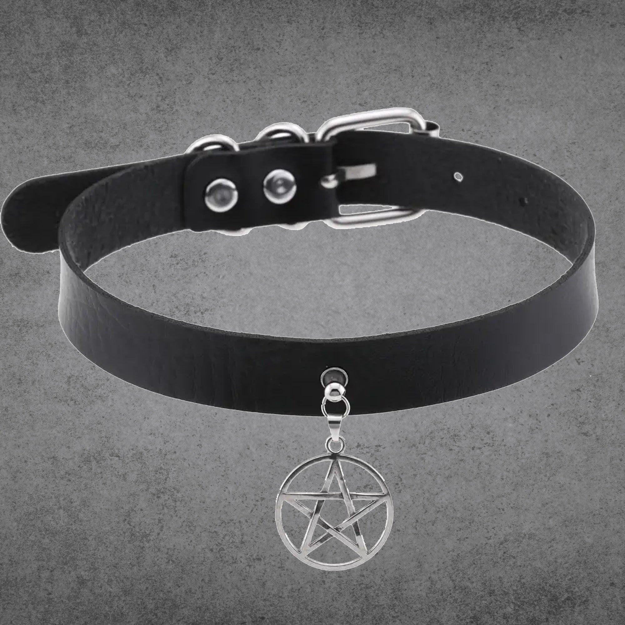 Plain black Pentagram choker collar