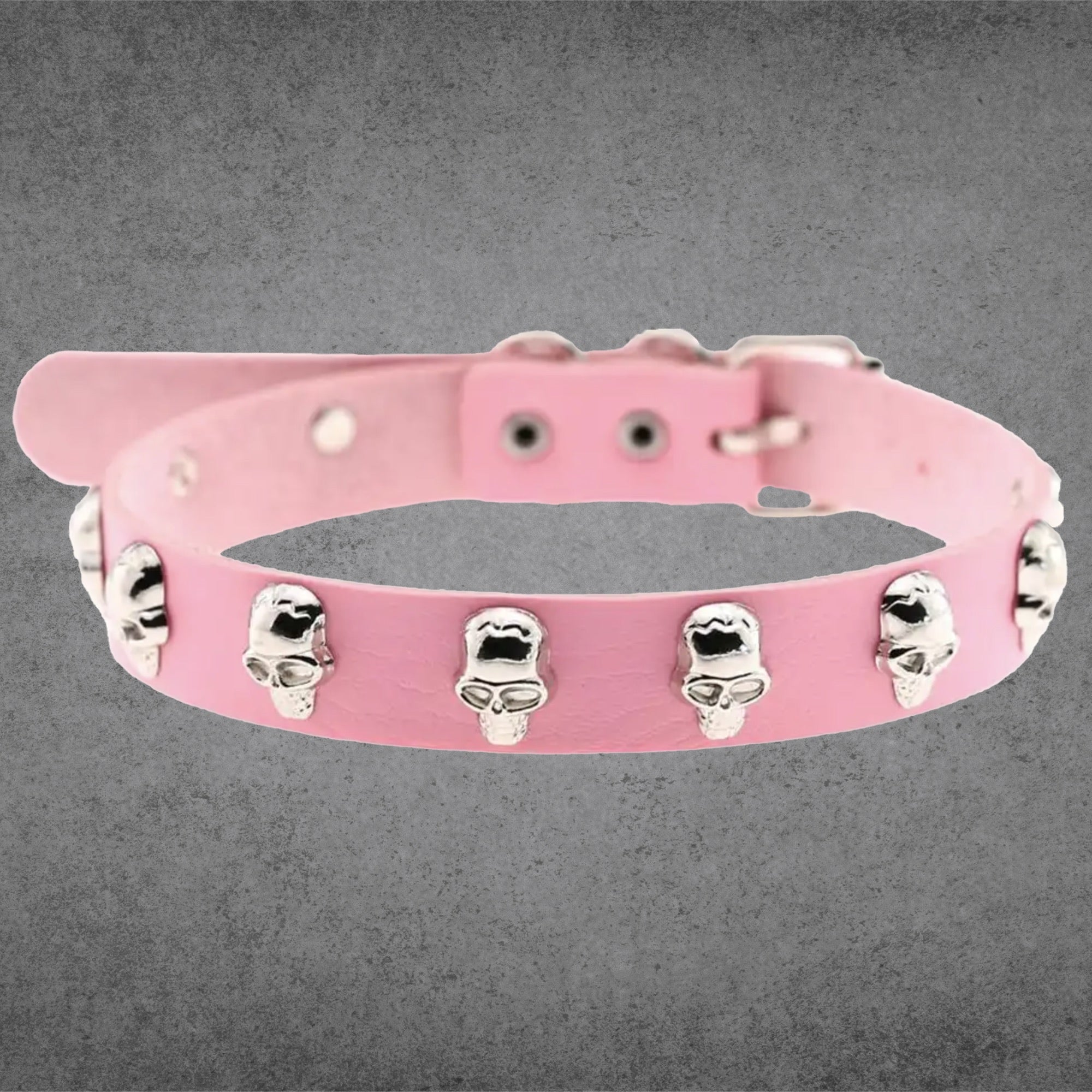 Totenkopf Choker Halsband - Babyrosa