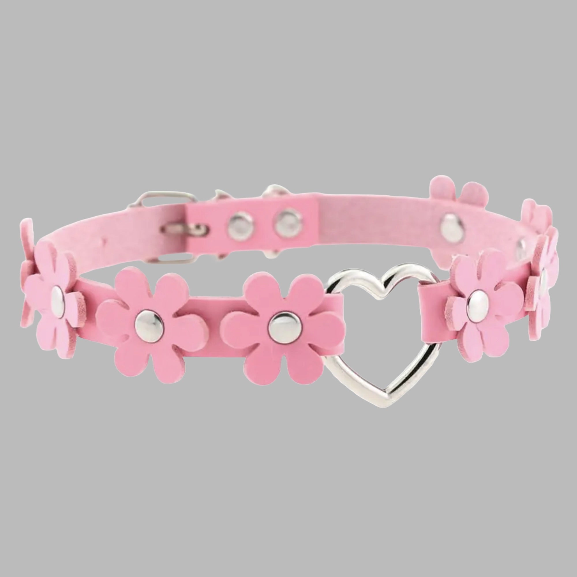 Daisy Love Heart Collar - Baby Pink