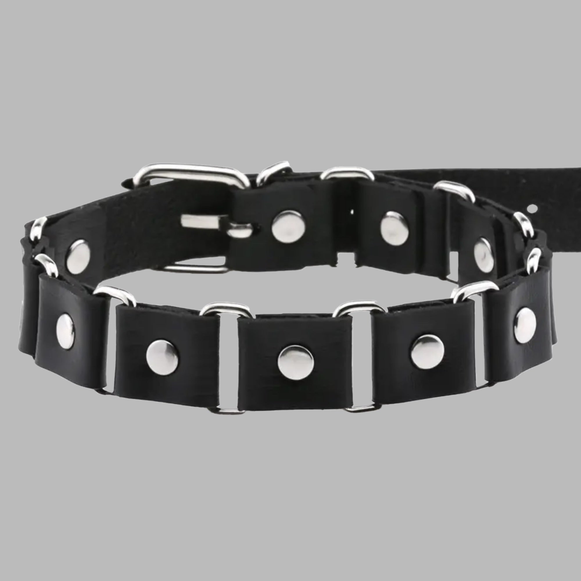 Linked Studded Collar - Black