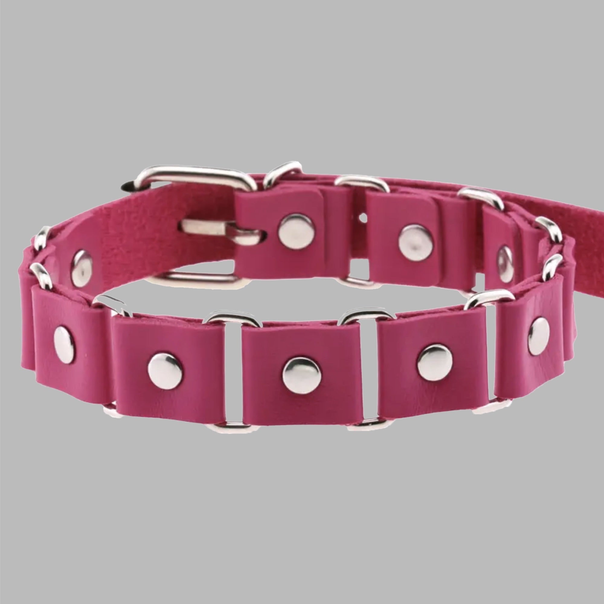 Linked Studded Collar - Hot Pink