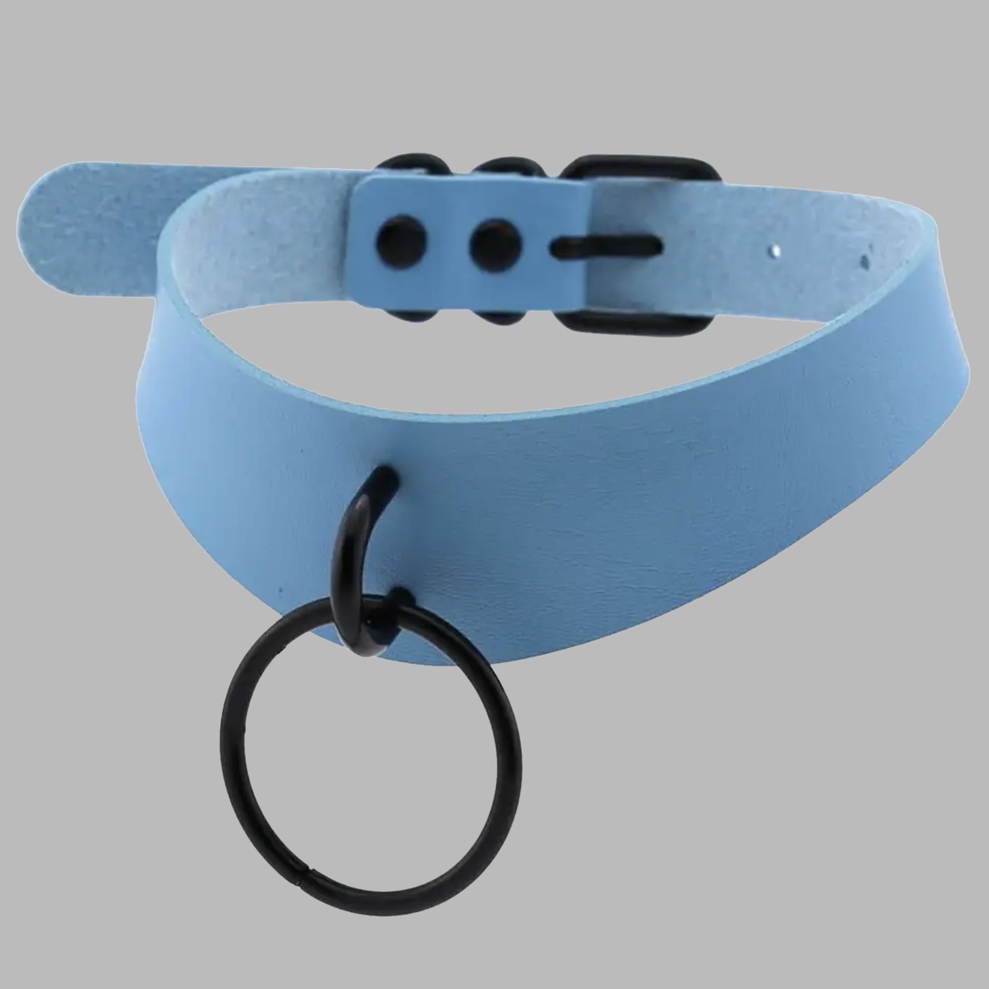 Collier de maintien avec anneau en O - Bleu bébé et noir