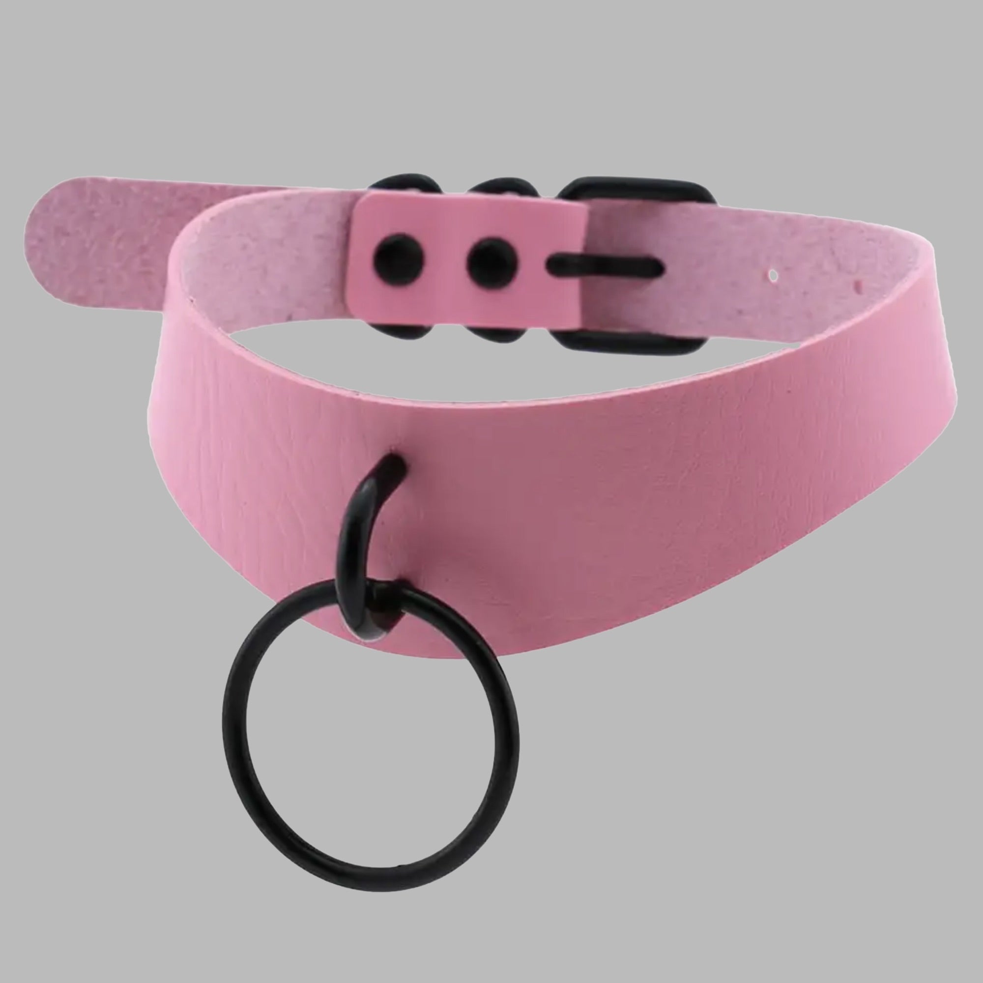 O-Ring-Haltungshalsband - Babyrosa und Schwarz