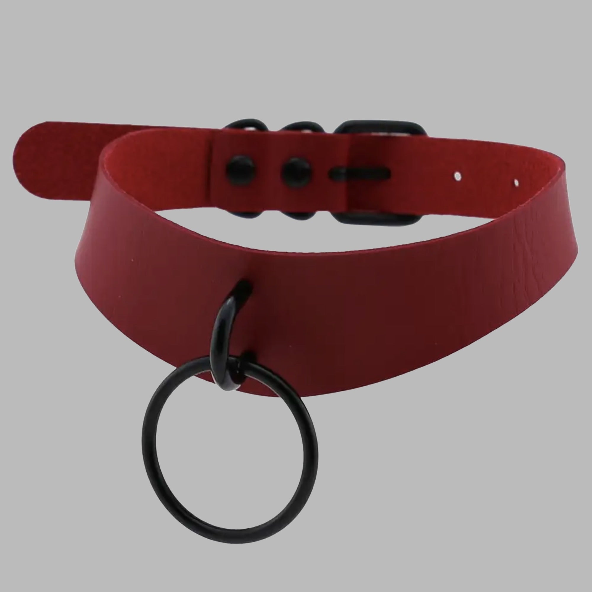 Collier de maintien avec anneau en O - Rouge et noir