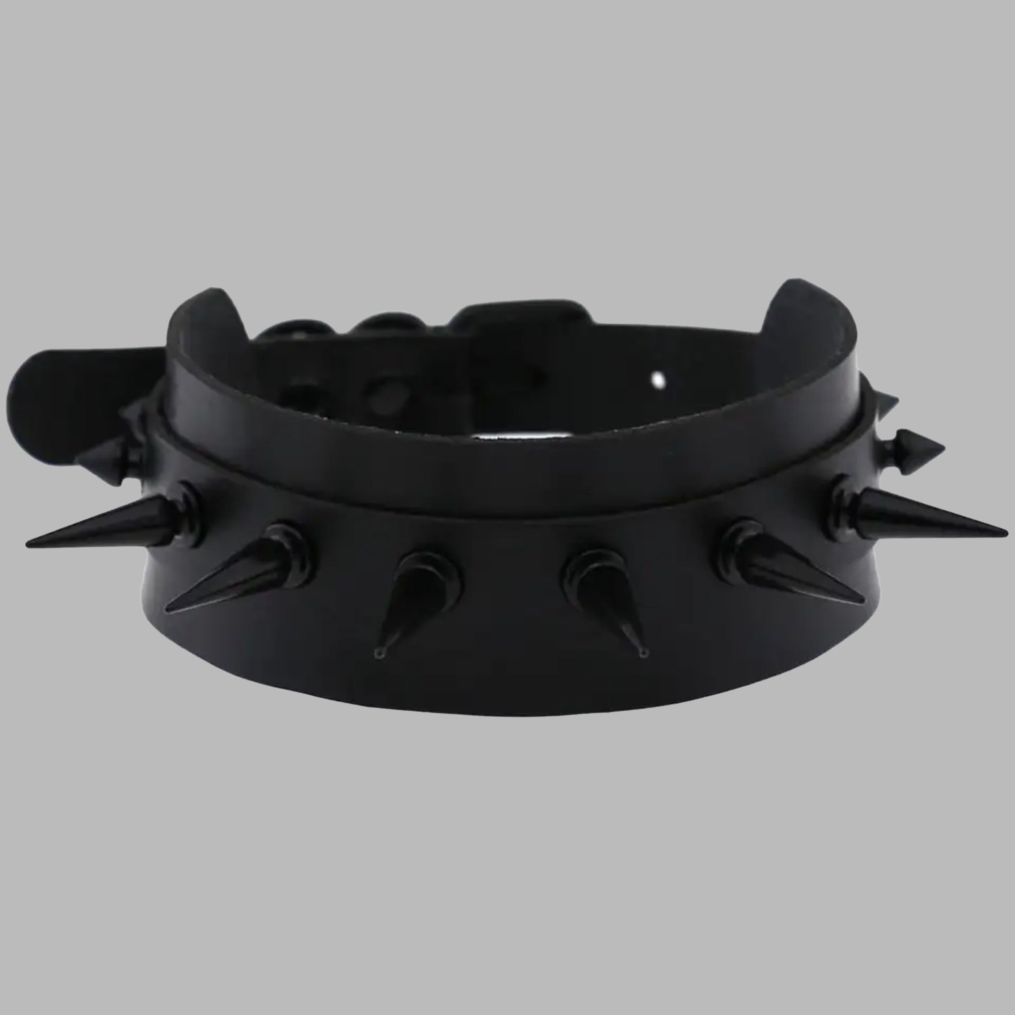2 Inch Spike Wide Collar - Black & Black