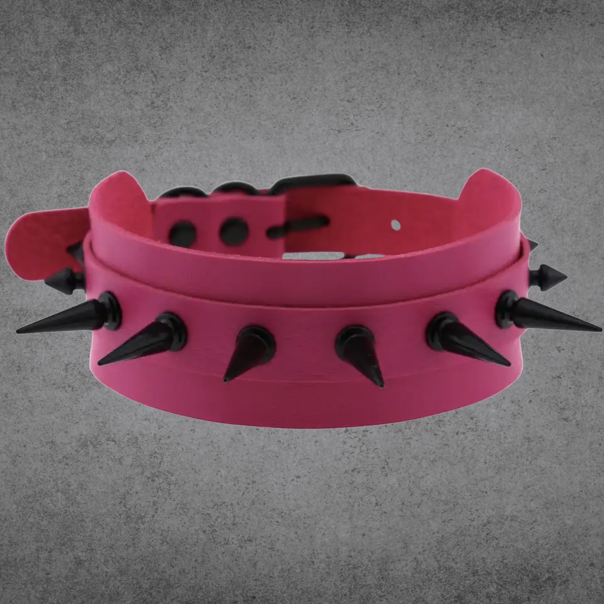 2 Inch Spike Wide Collar - Hot Pink & Black
