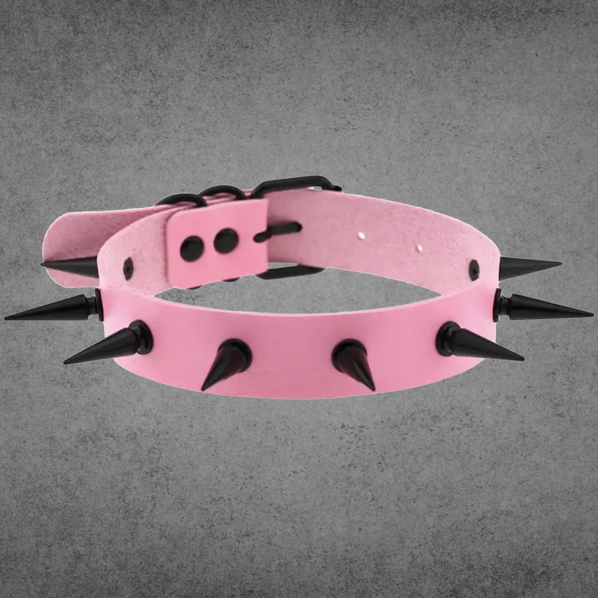 2 Inch Spike Collar - Baby Pink & Black