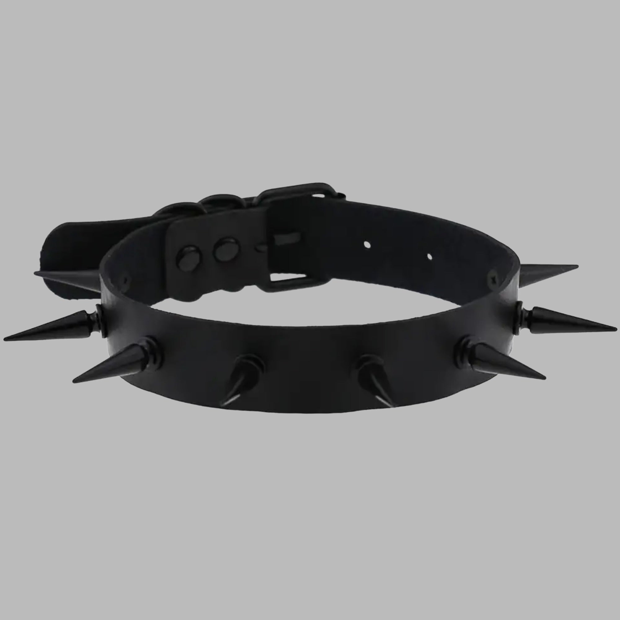 2 Inch Spike Collar - Black & Black