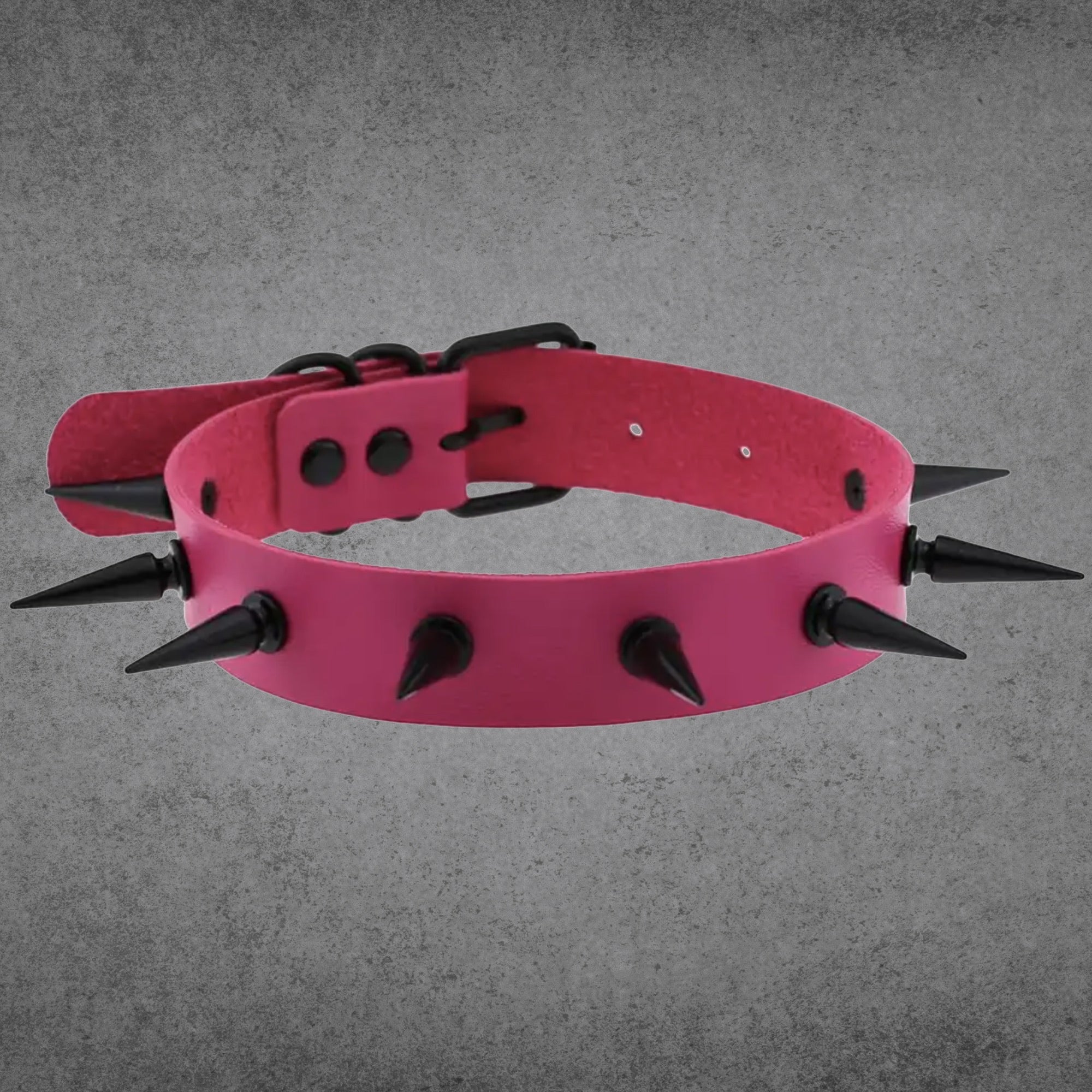 2 Inch Spike Collar - Hot Pink & Black