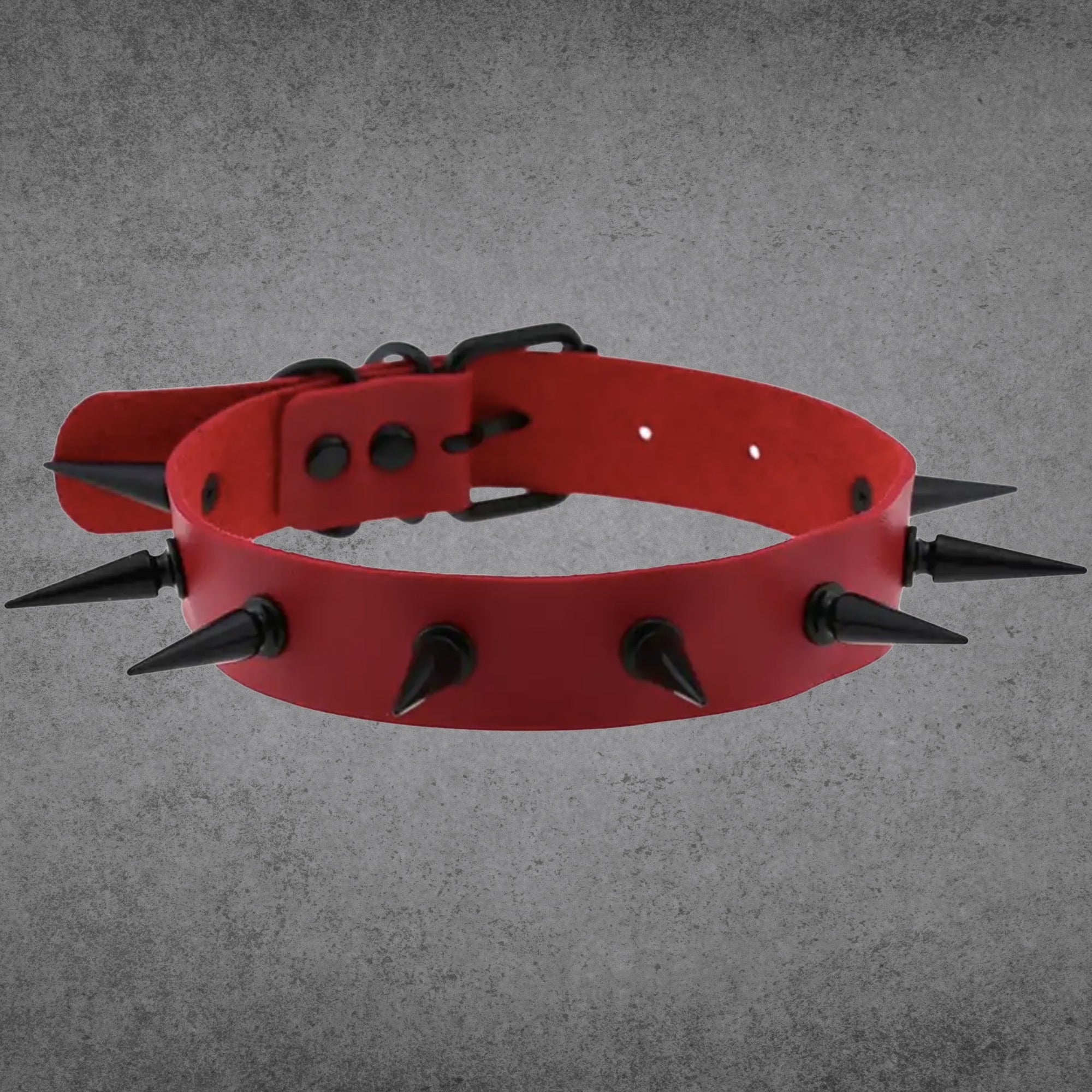 2 Inch Spike Collar - Red & Black
