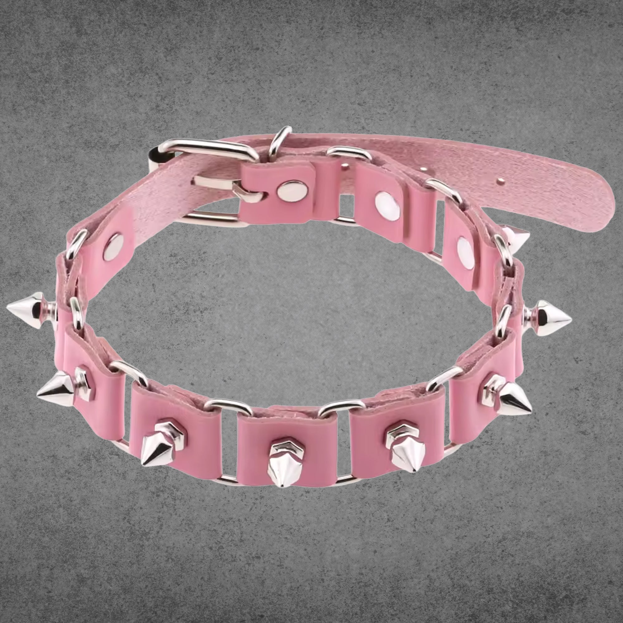 Gliederhalsband mit Stacheln – Babyrosa