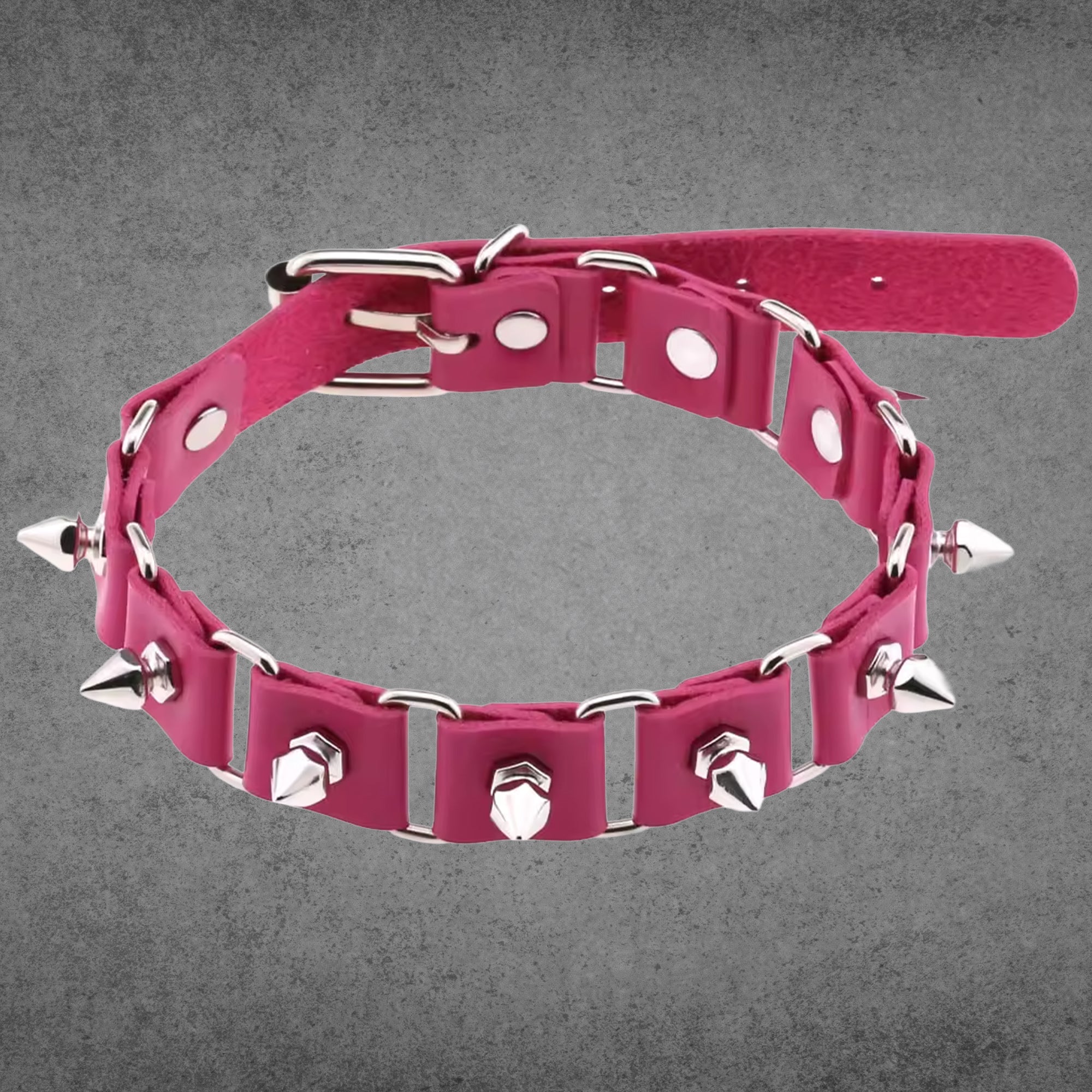 Gliederkette Stachelhalsband – Leuchtendes Pink