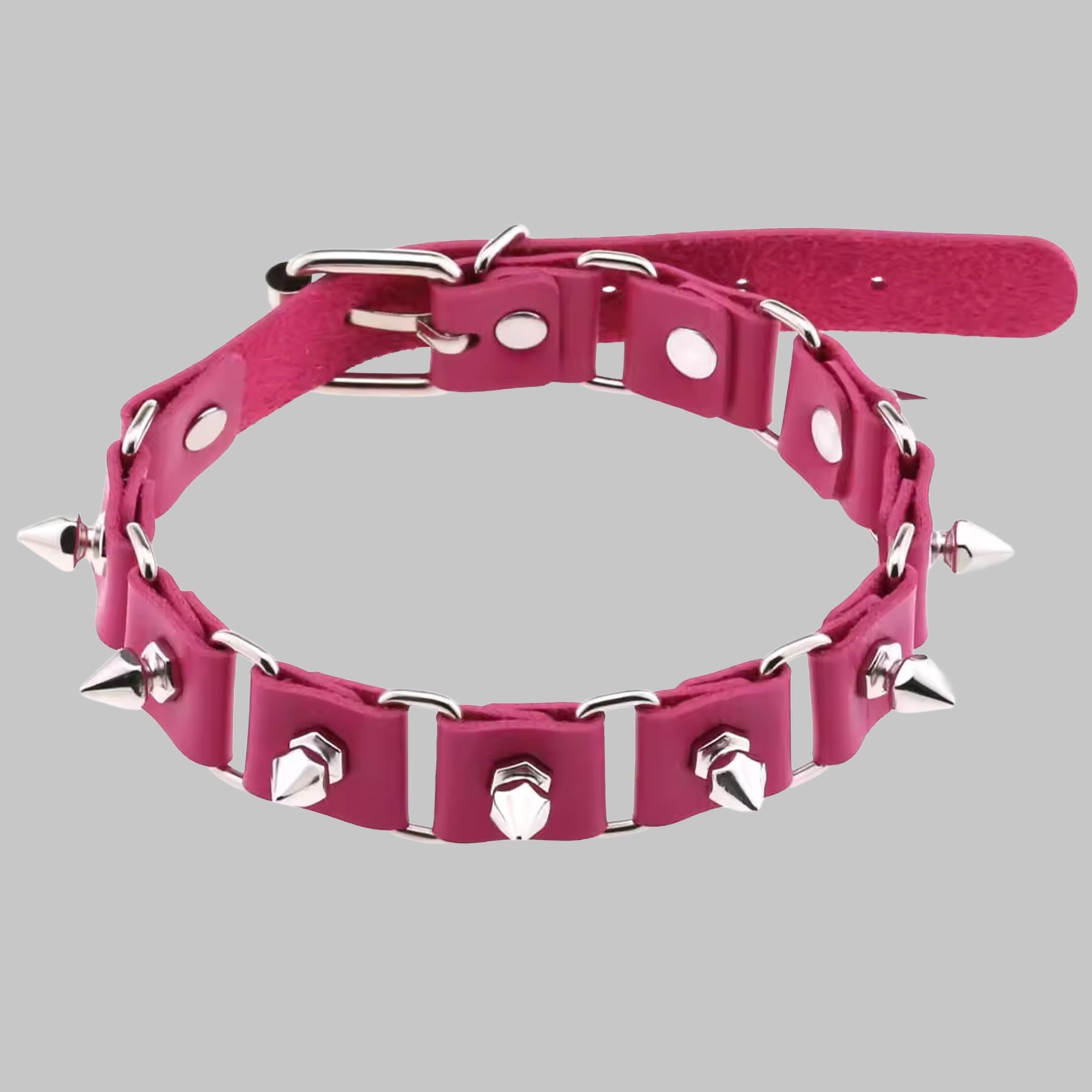 Gliederkette Stachelhalsband – Leuchtendes Pink