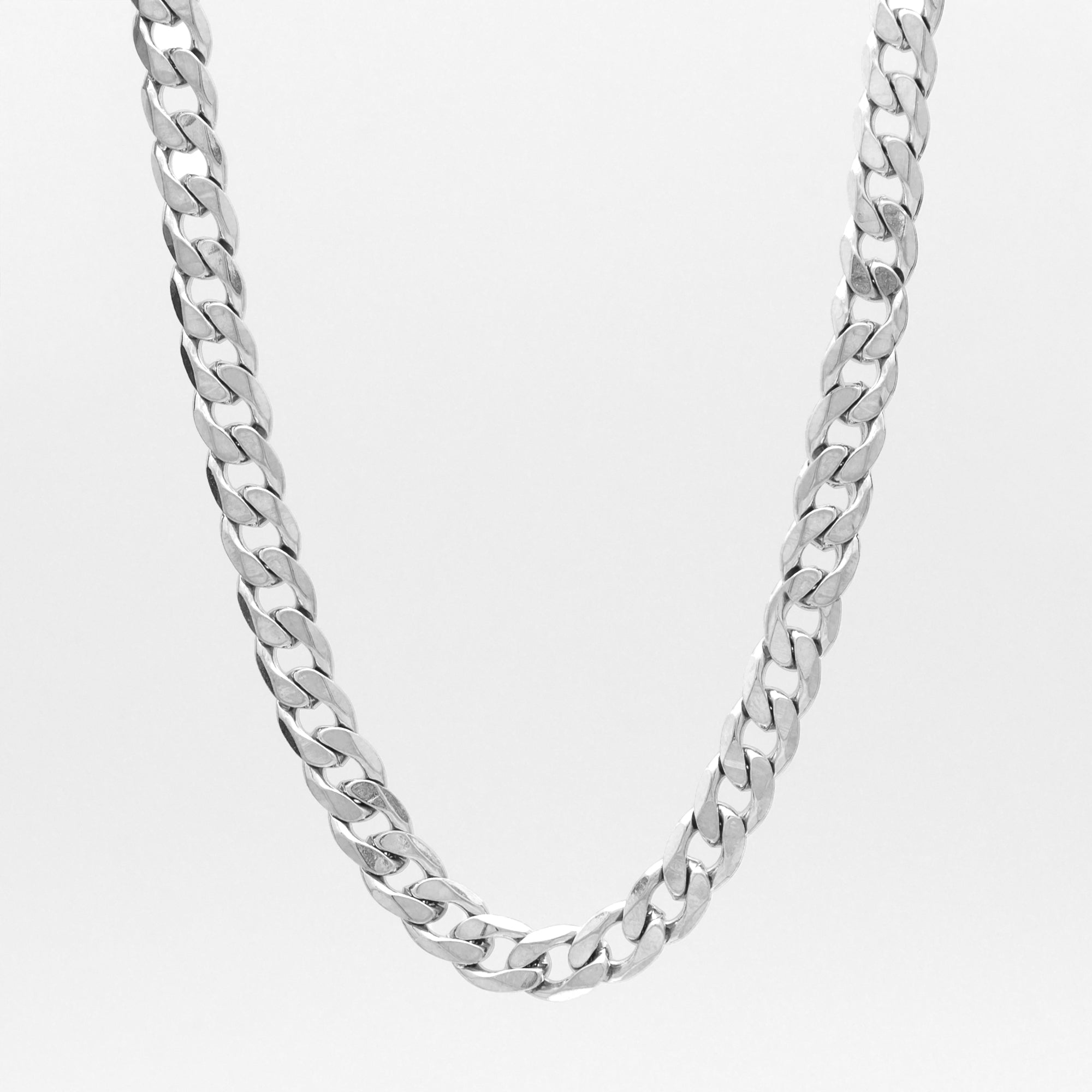 chunky cuban link chain necklace in silver 10mm wide
