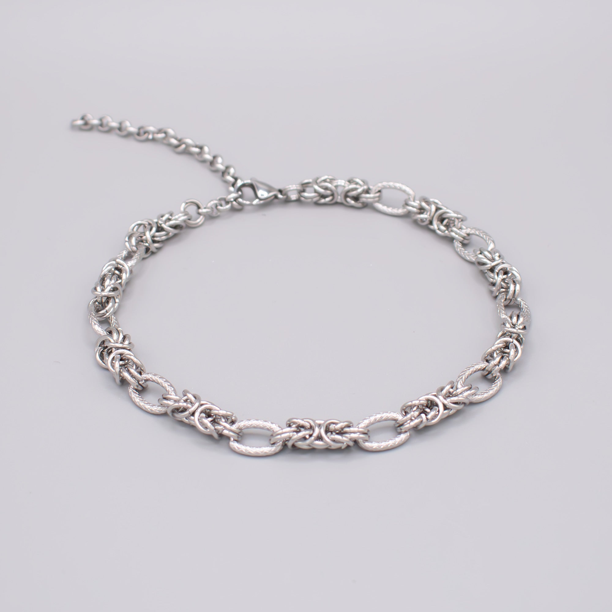 Plain Byzantine Link Choker Necklace - (Silver) 10mm
