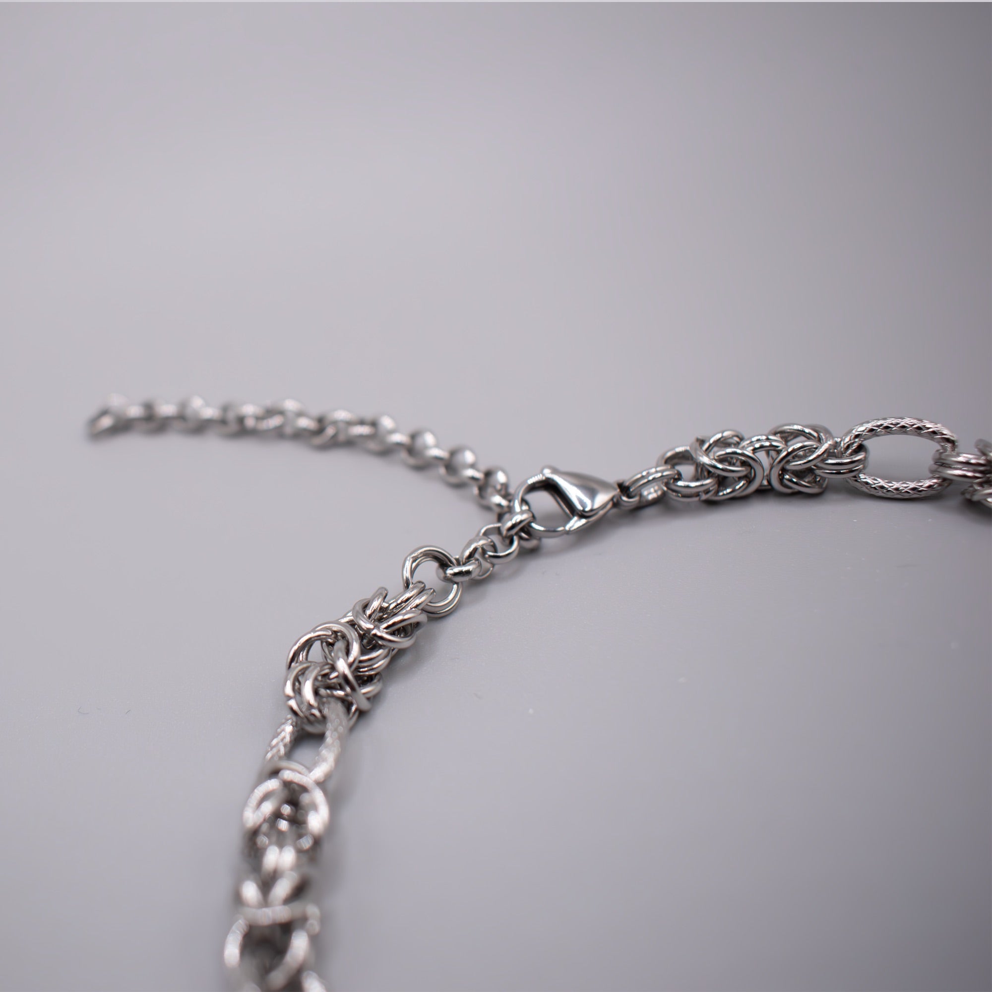 Plain Byzantine Link Choker Necklace - (Silver) 10mm